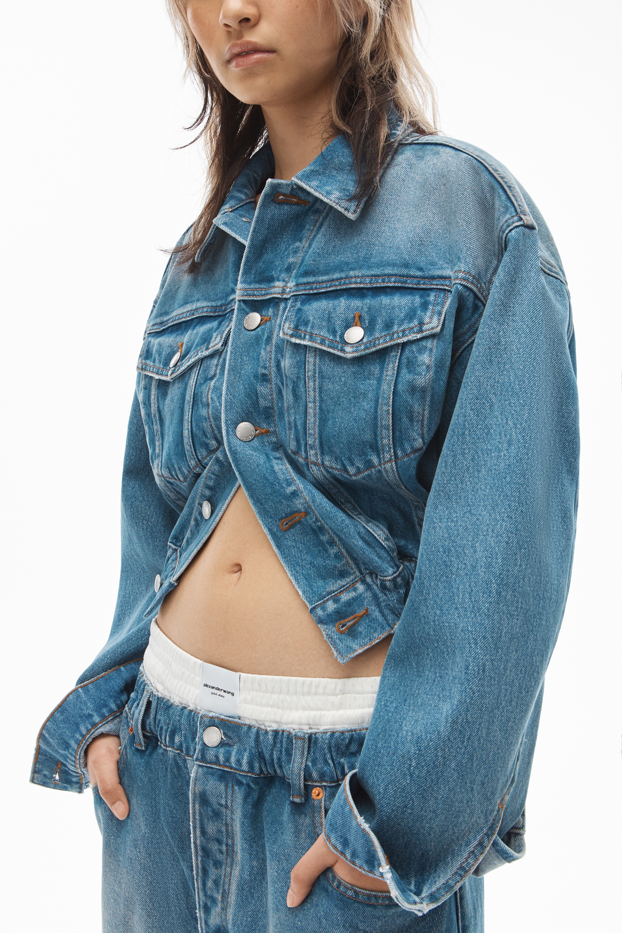 RUCHED WAIST JACKET IN DENIM - 3