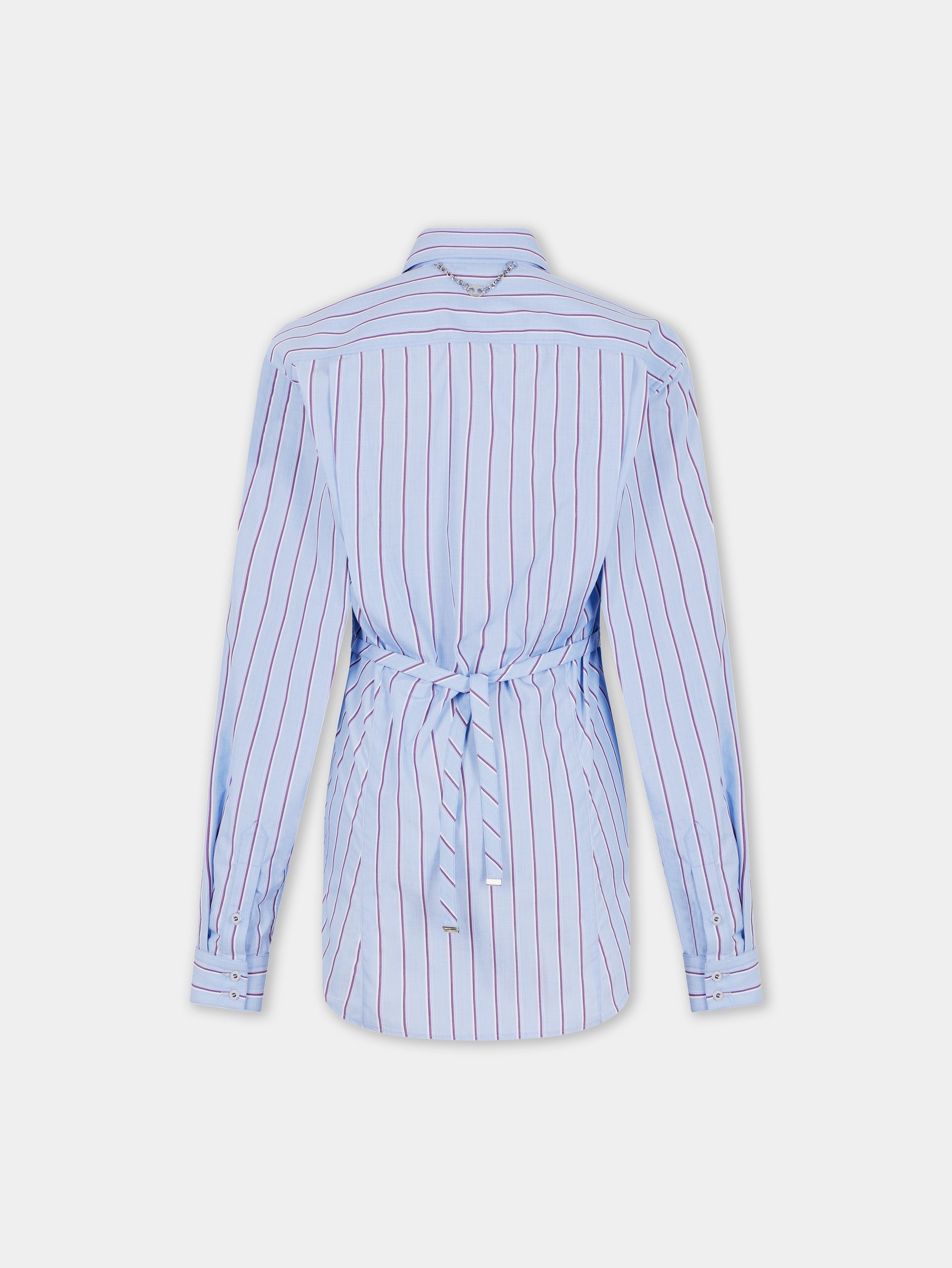 STRIPED WHITE AND BLUE SHIRT IN COTTON POPLIN - 7