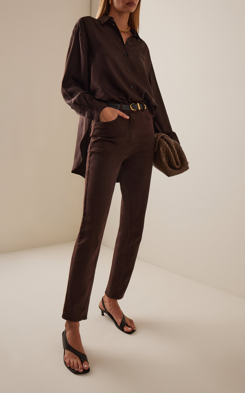 Another Tomorrow Slim-Leg Denim Pants brown outlook