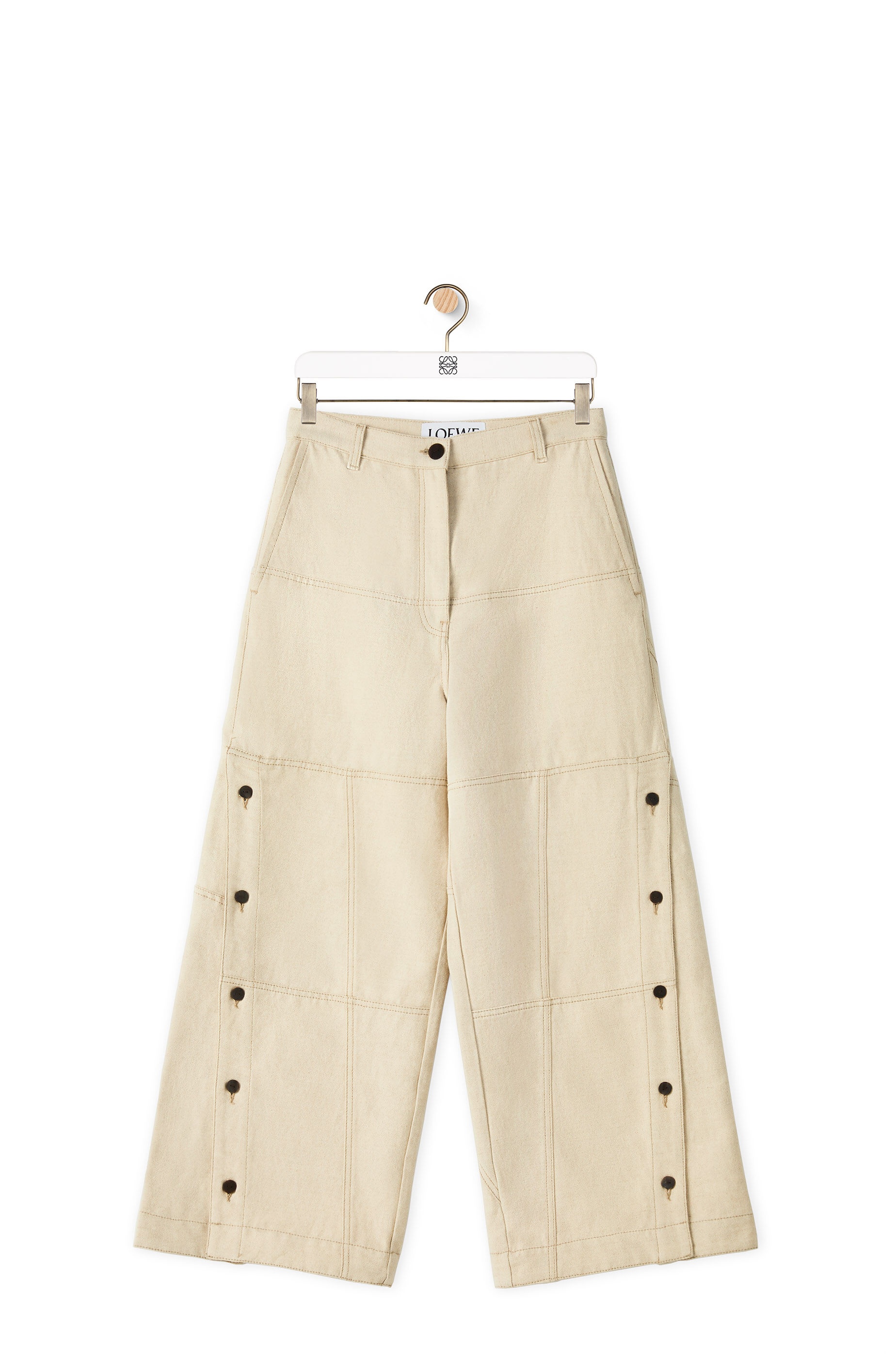 Button down trousers in cotton and linen - 1