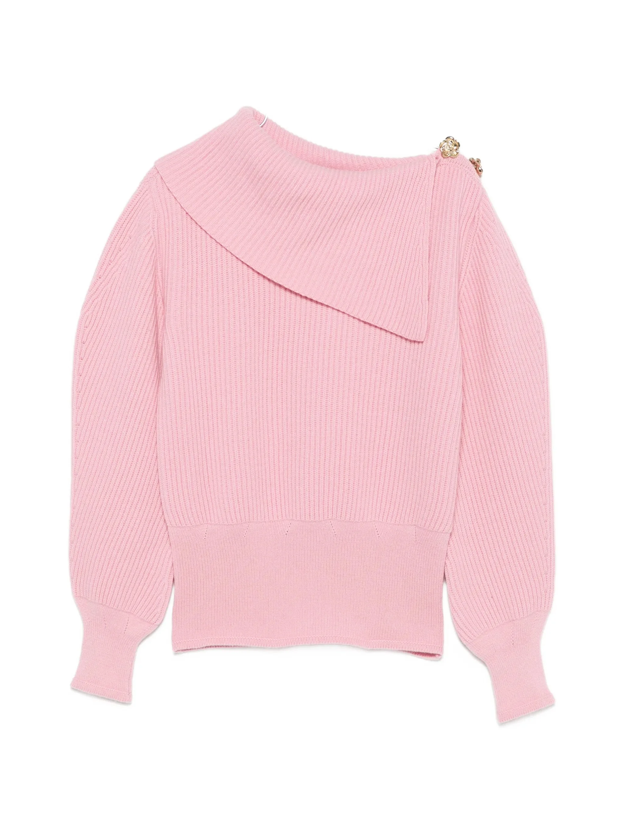 Blumarine Off-shoulder Rose-embellished Sweater - 1