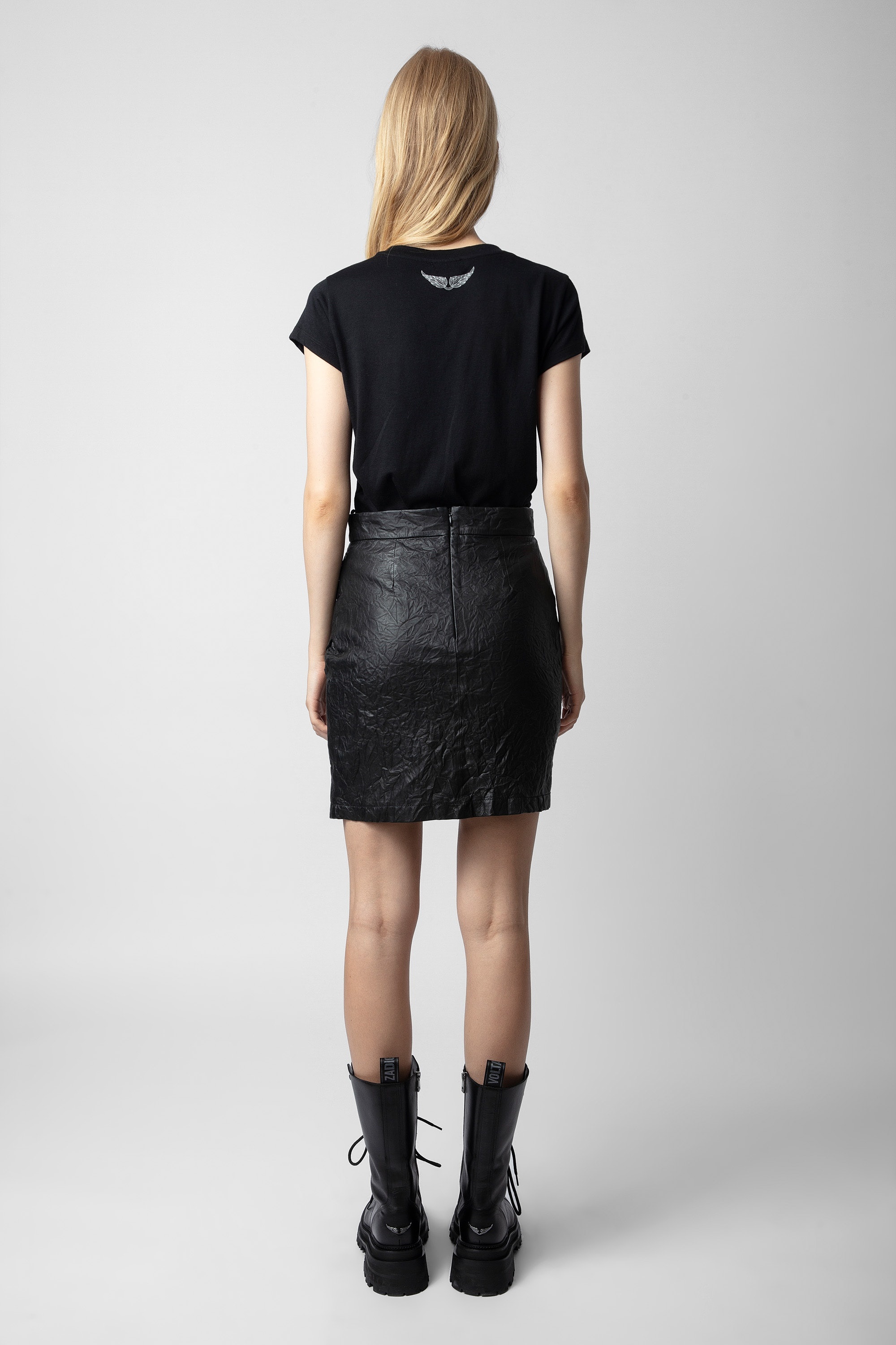Julipe Crinkled Leather Skirt - 5