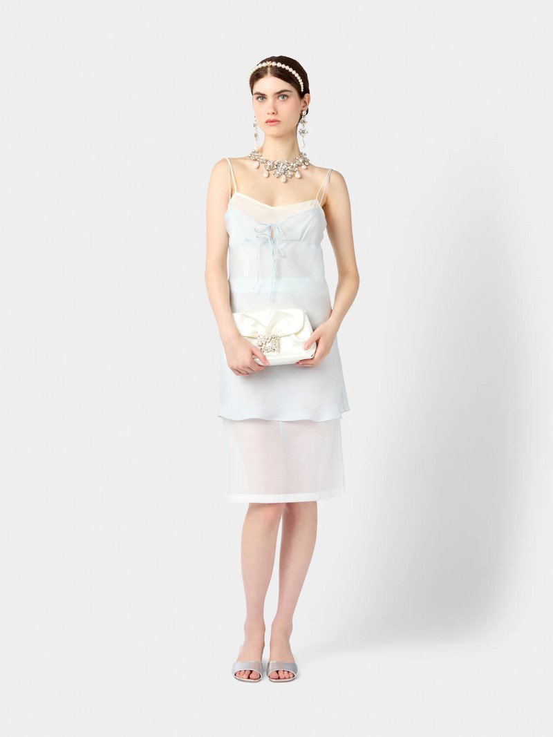 Roger Vivier RV Drapé Bouquet Pearl Strass Buckle Mini Bag in Satin outlook