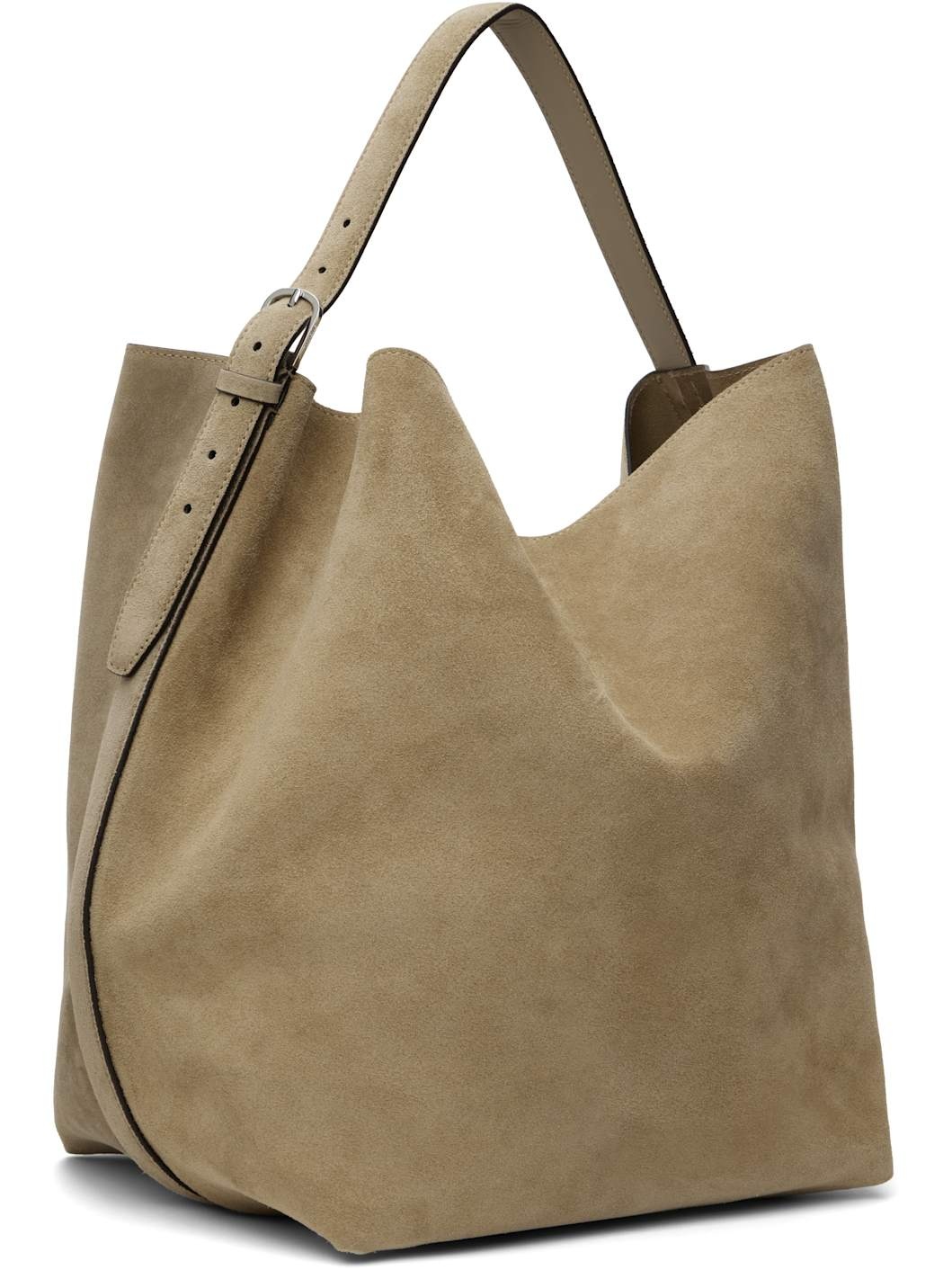 Taupe Belted Suede Tote - 2