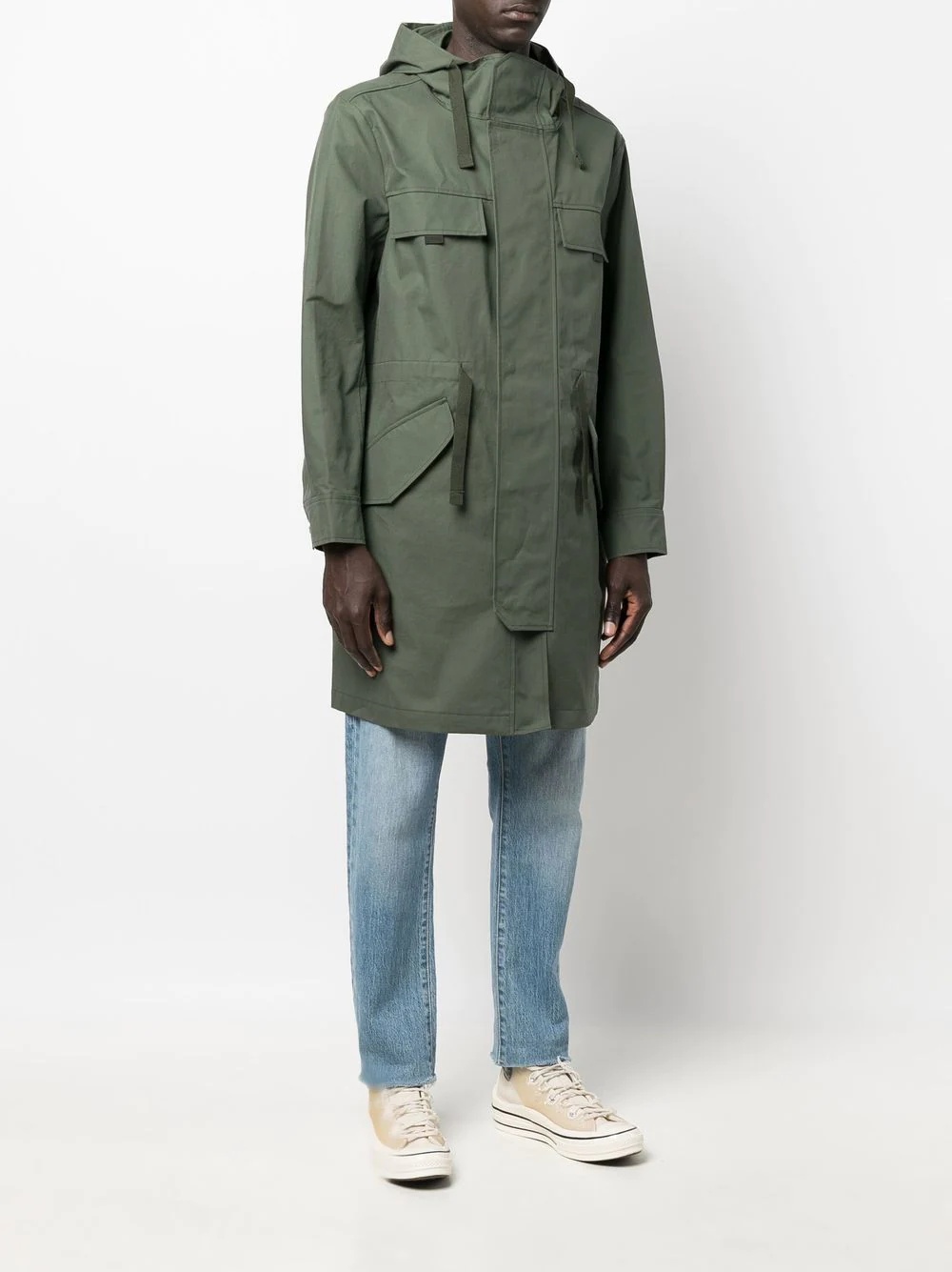 cargo-pocket parka coat - 3