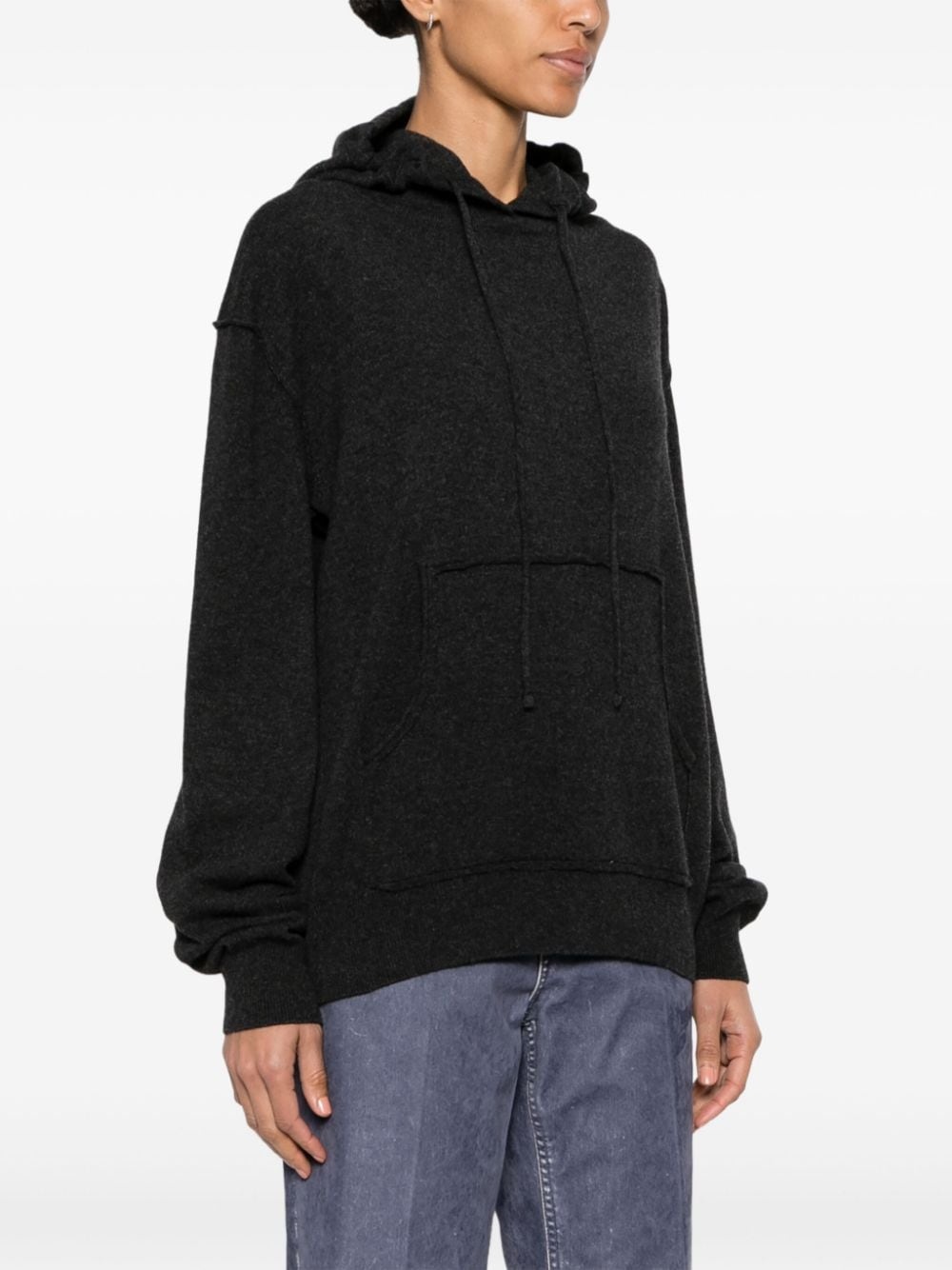 four-stitch logo wool blend hoodie - 3