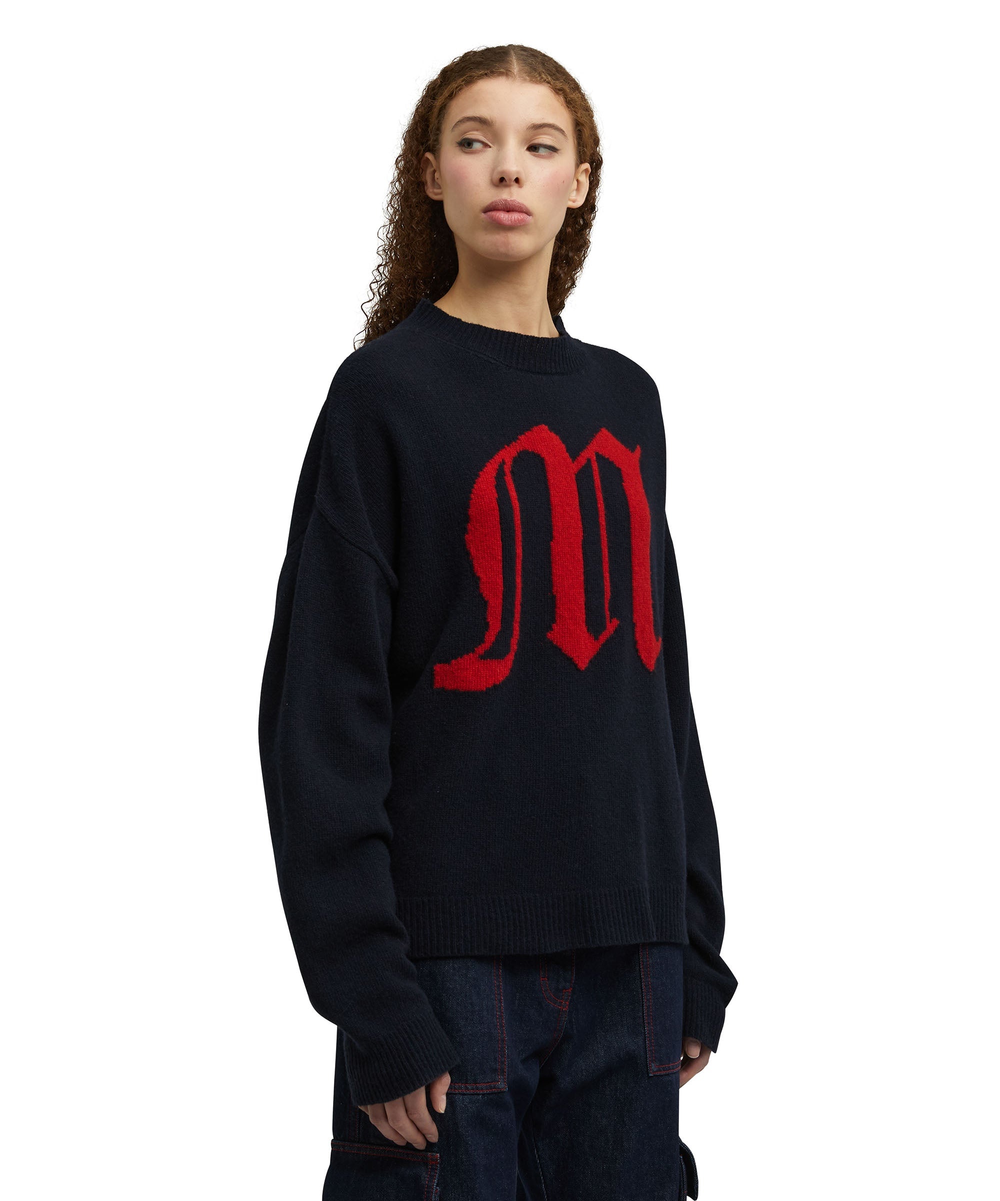 Blended wool sweater with gothic logo - 3