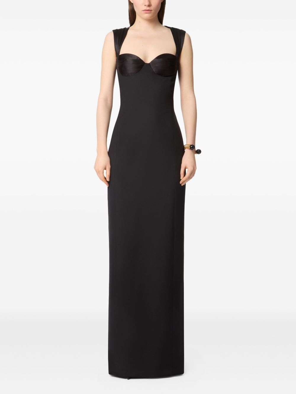satin-panelled open-back maxi dress - 2