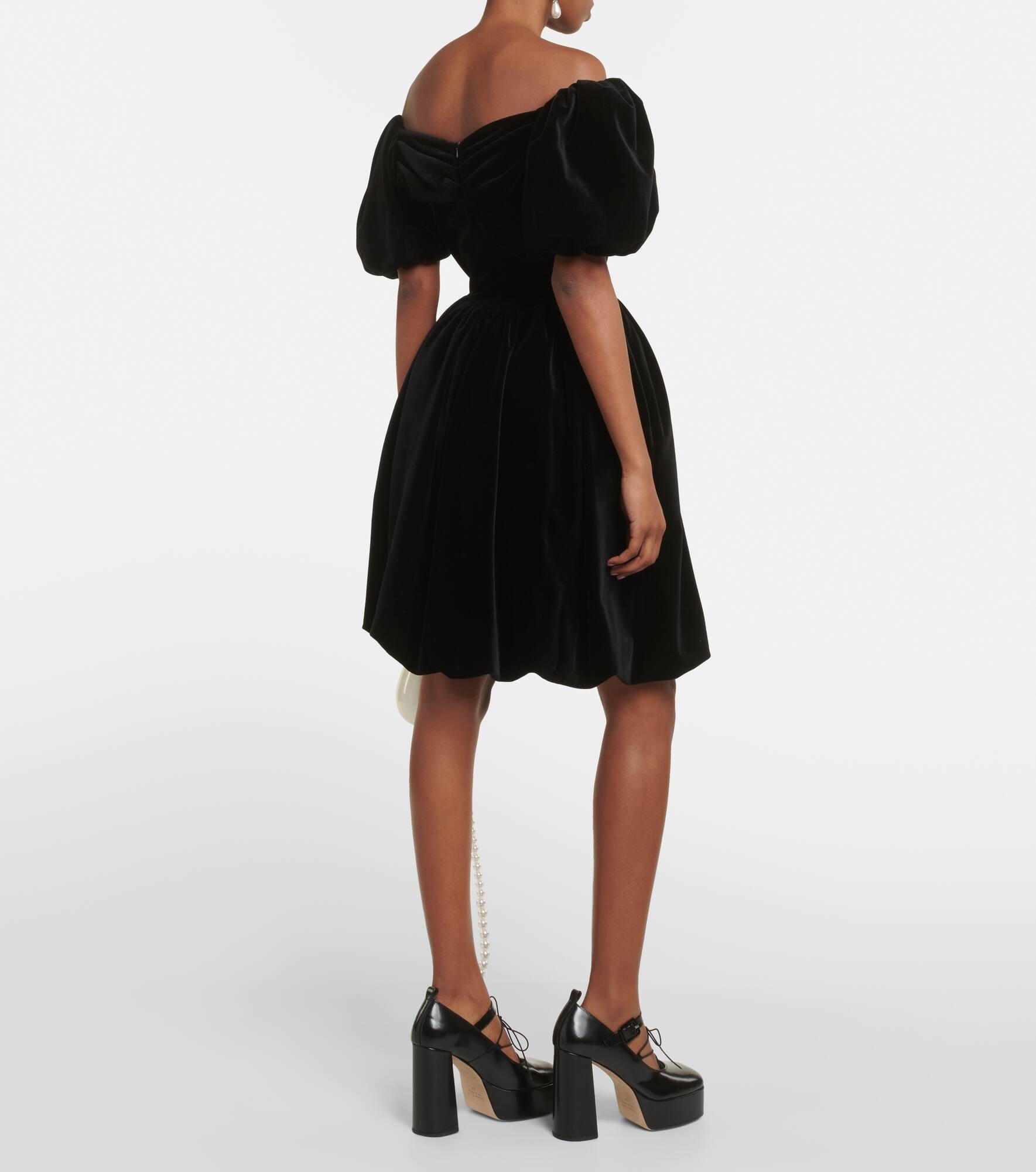 Off-shoulder velvet mini dress - 3