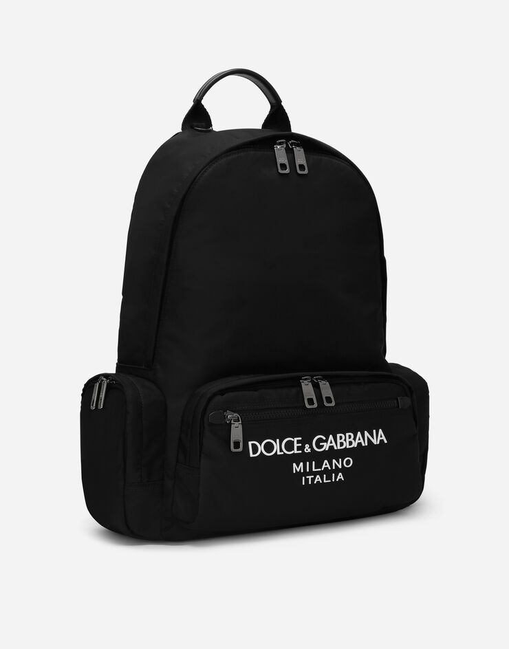 Nylon backpack with rubberized logo - 3