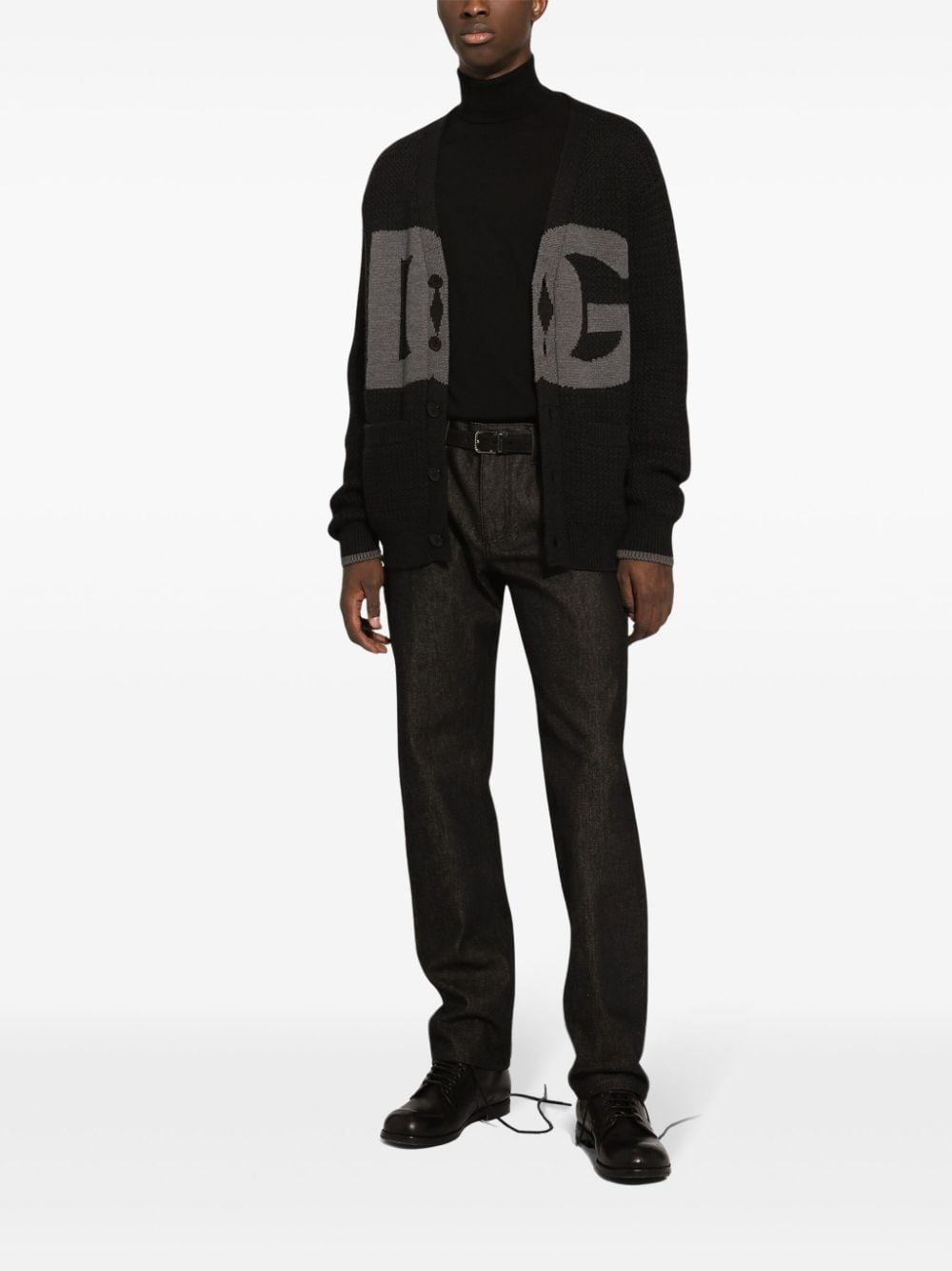 logo-intarsia cardigan - 3