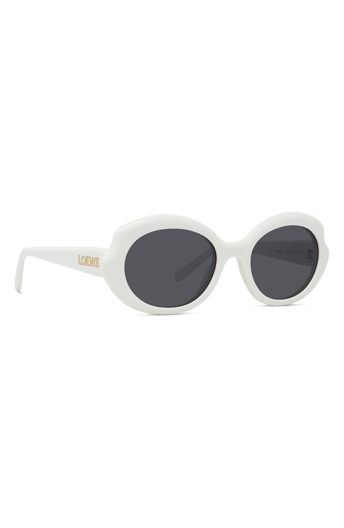 Loewe Thin Mini 54mm Oval Sunglasses in Ivory /Smoke at Nordstrom - 4