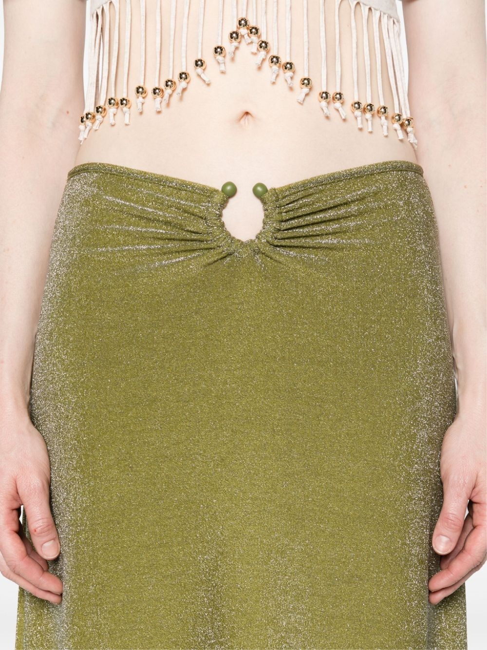 ring-detail lurex midi skirt - 5