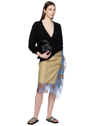 Dries Van Noten Blue & Pink Wrap Midi Skirt outlook