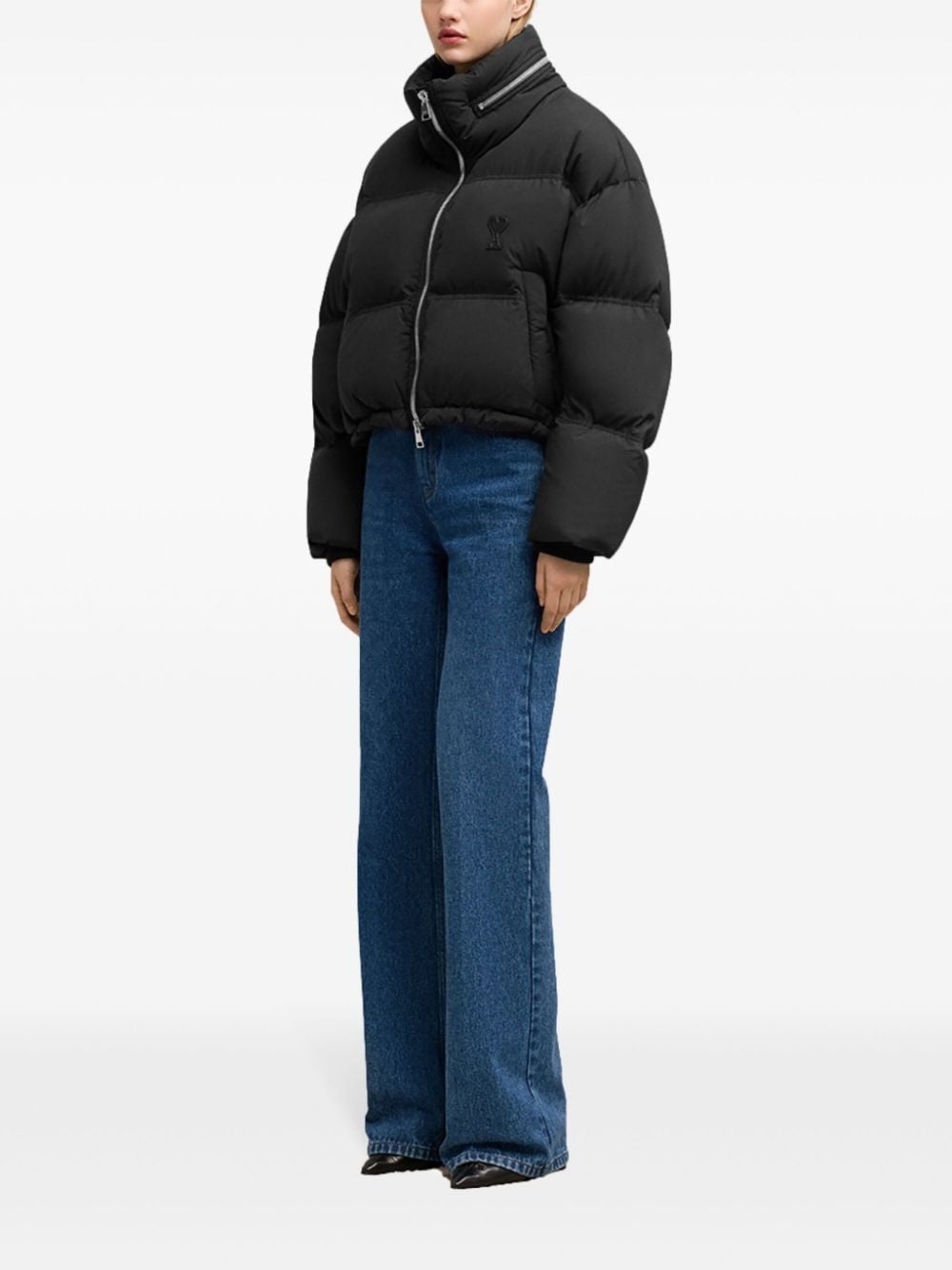 logo-print puff jacket - 3