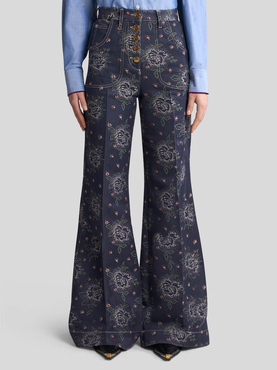 FLARED JACQUARD JEANS - 2