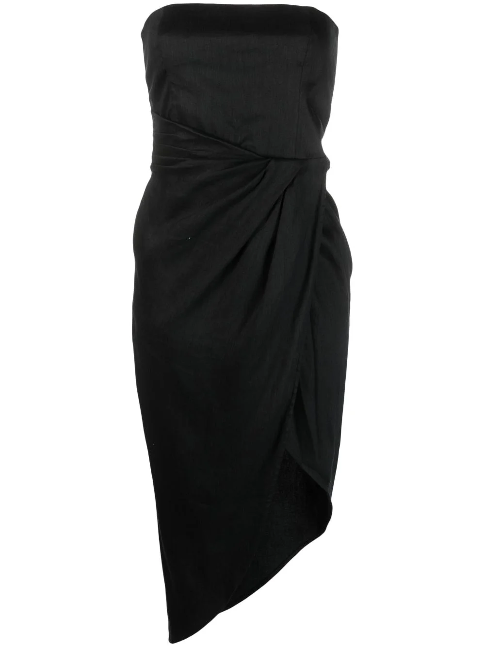 strapless asymmetric draped dress - 1