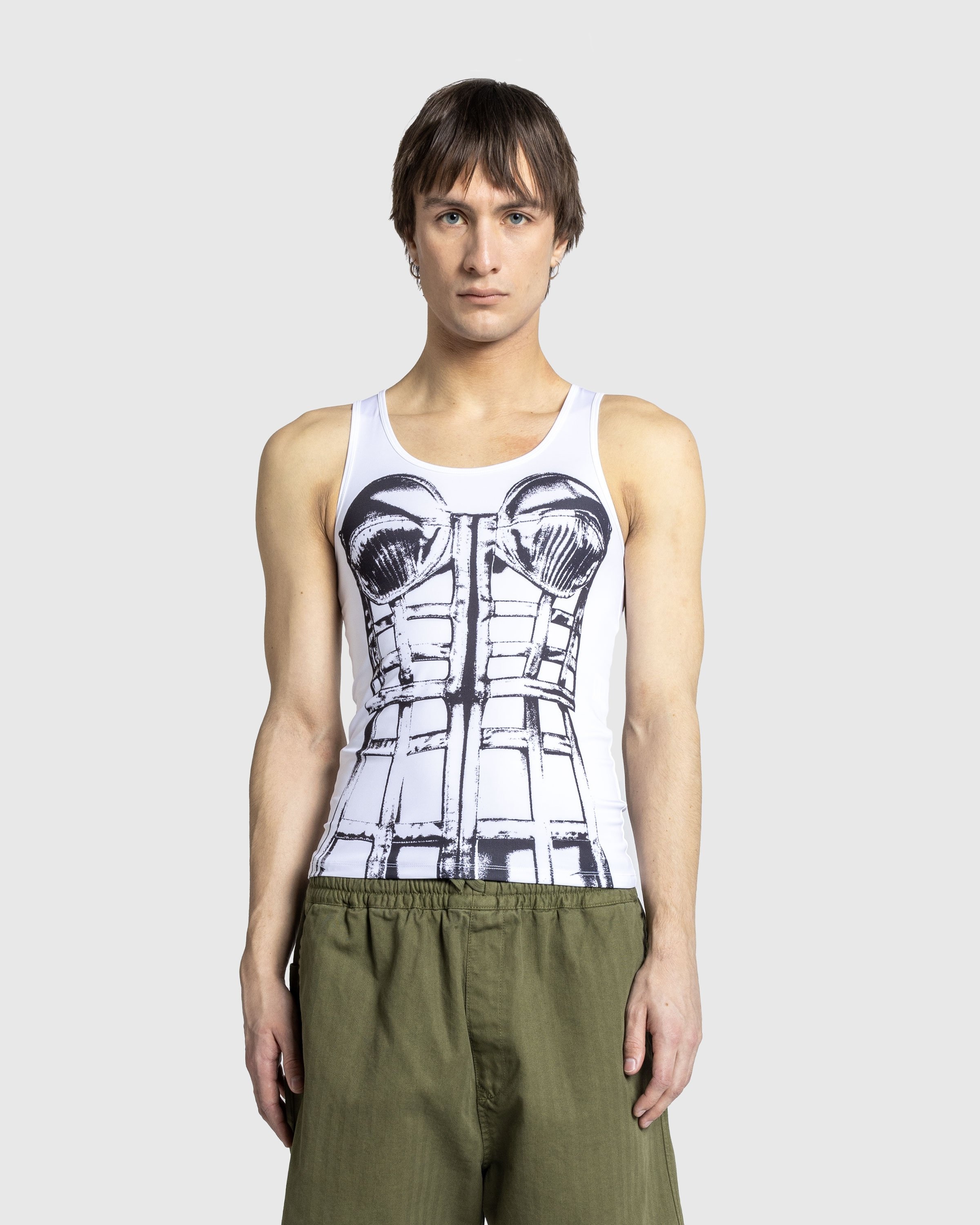 Jean Paul Gaultier – Jersey Top Printed Cage Trompe L'Œil White/Black - 2