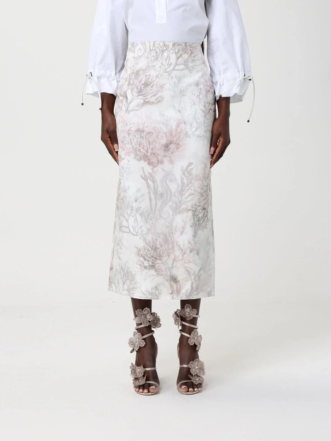 Max Mara Women Gabardine And Organza Midi Skirt Max Mara - 1