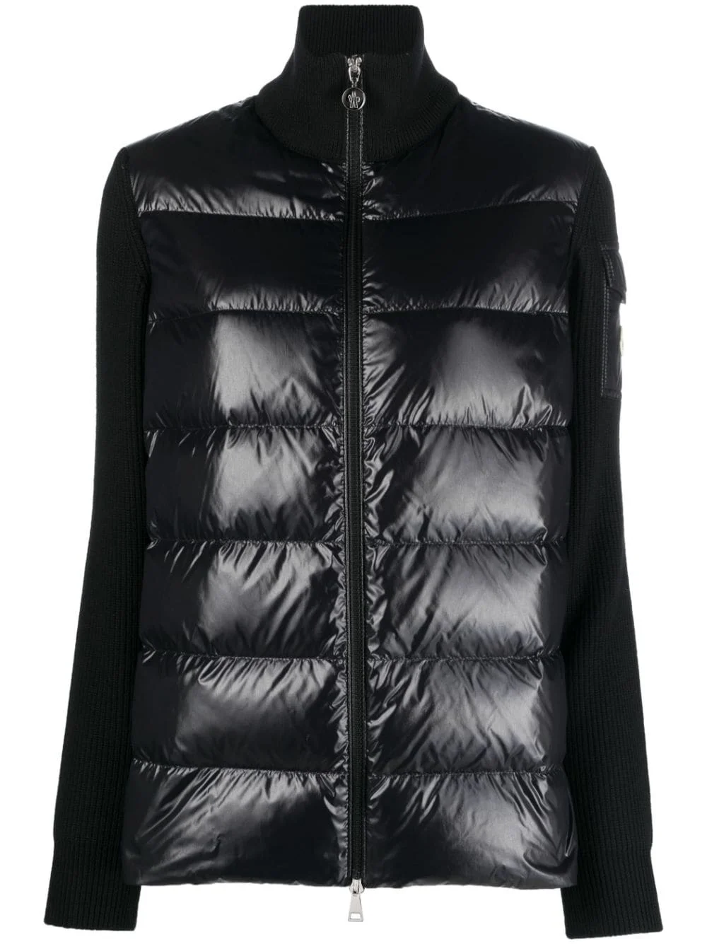 knit-sleeve padded jacket - 1