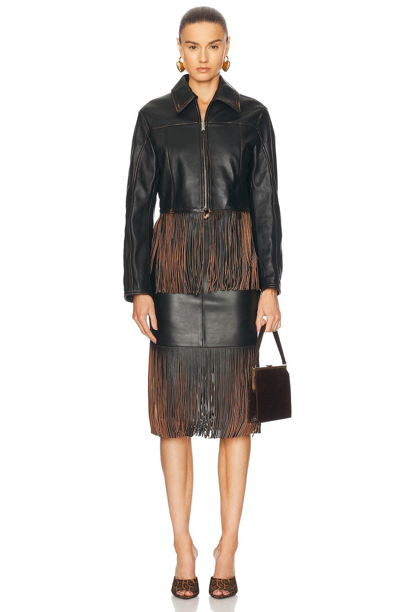 Blumarine Fringe Leather Jacket outlook