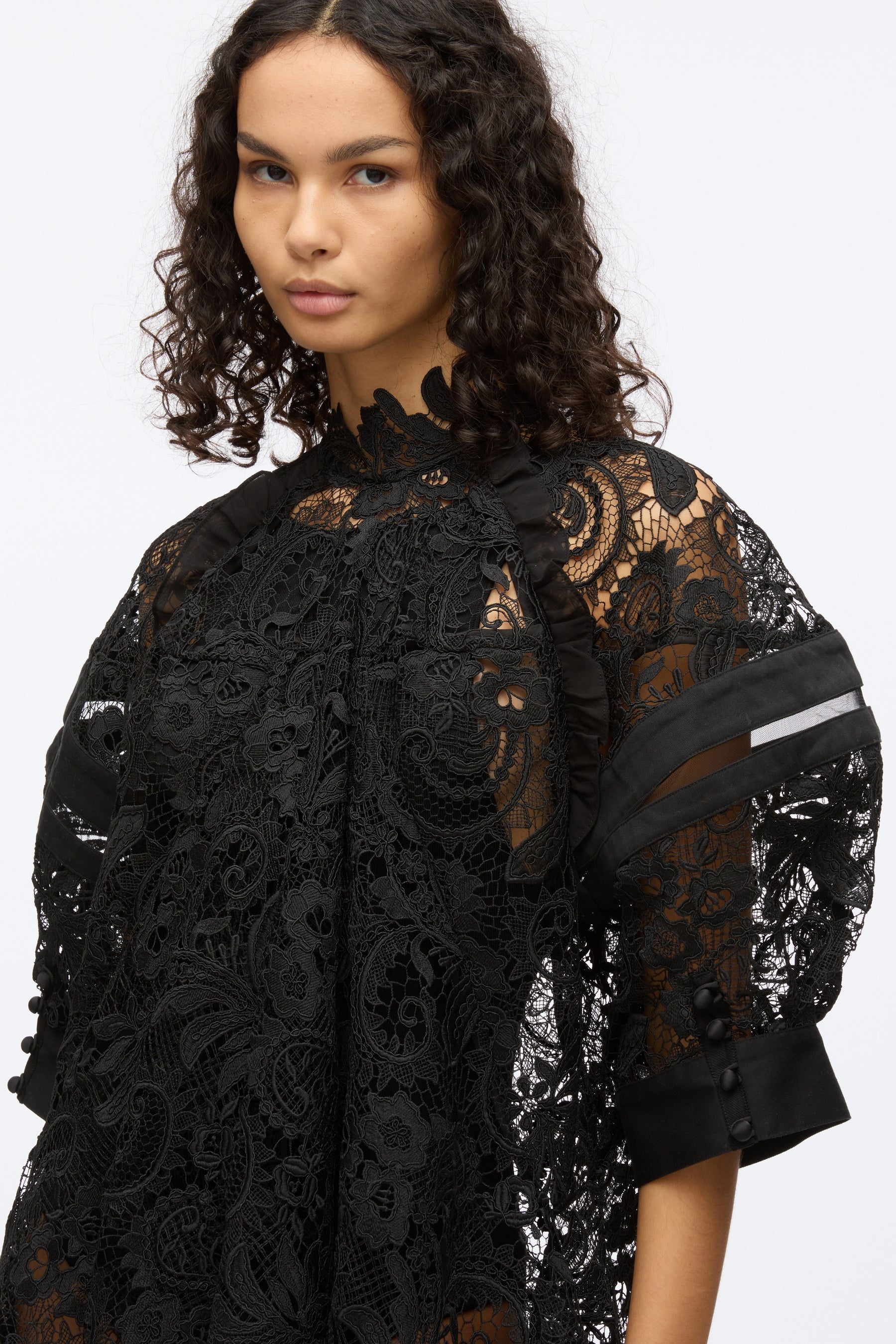 Embroidered Lace Hankerchief Dress - 7