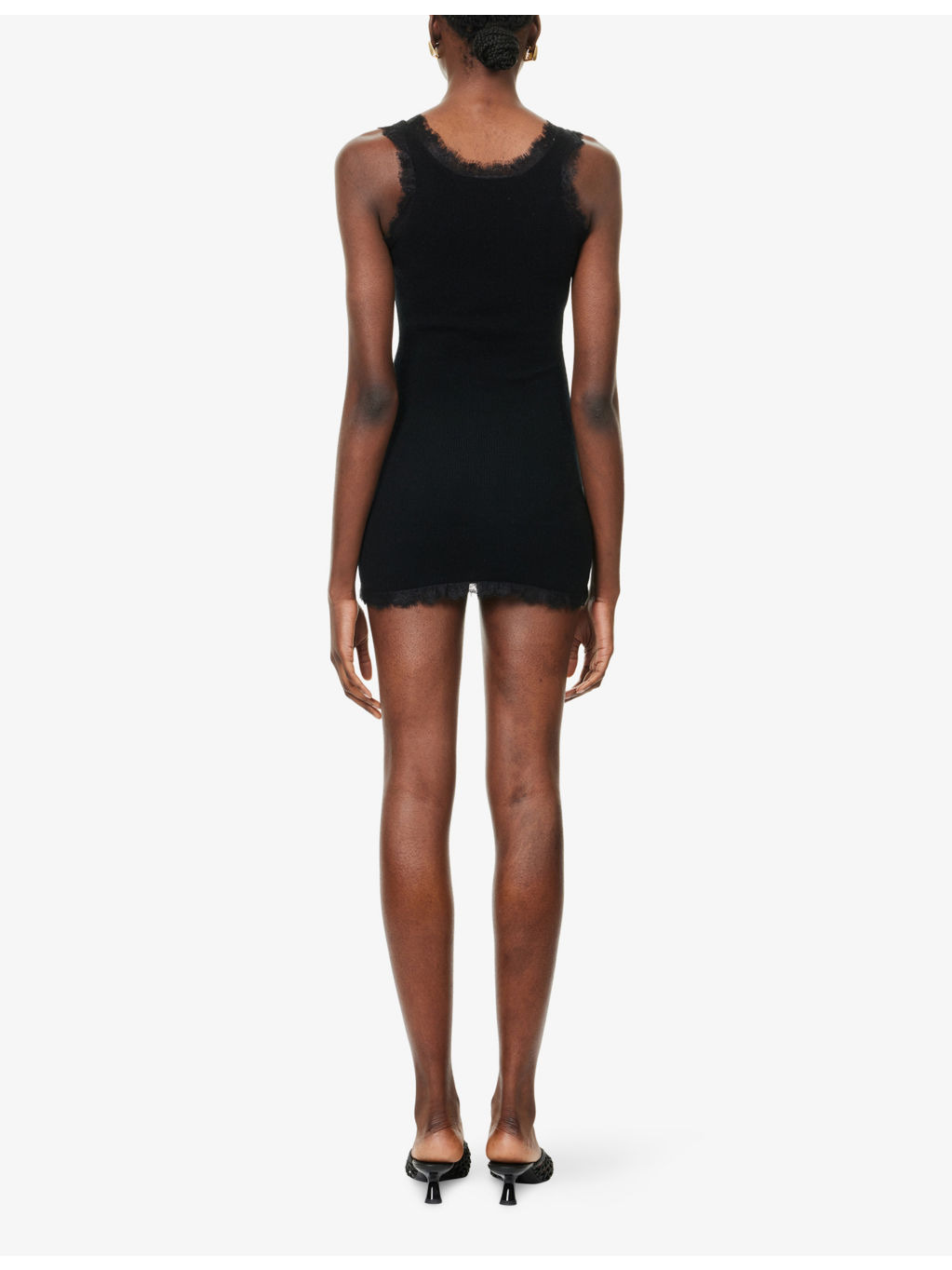 Lace-Embroidery Ribbed Cashmere And Cotton Mini Dress - 4