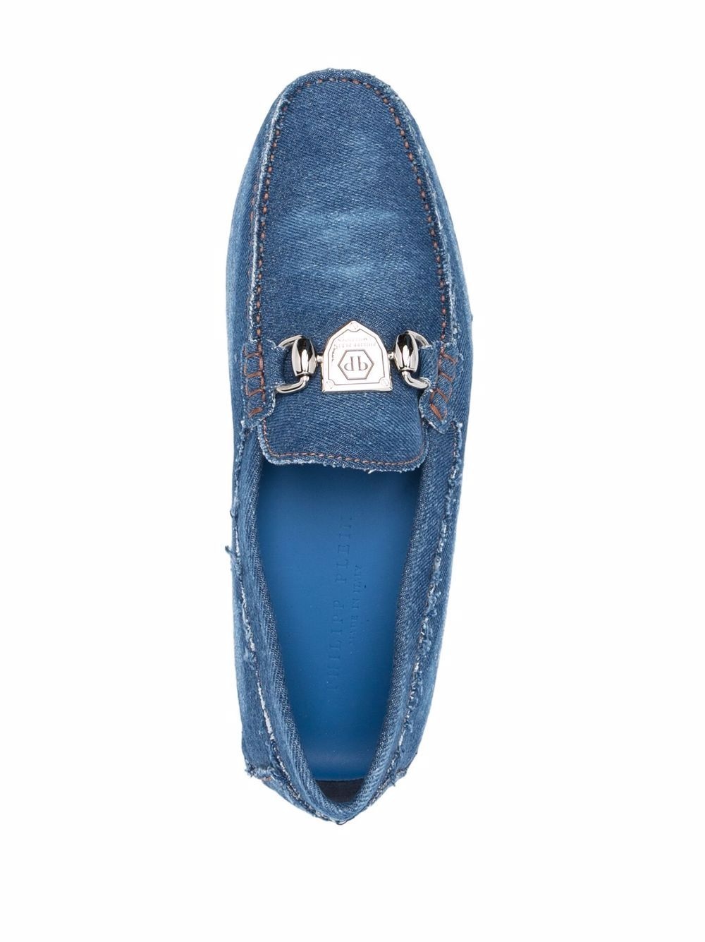 denim logo-plaque moccasins - 4