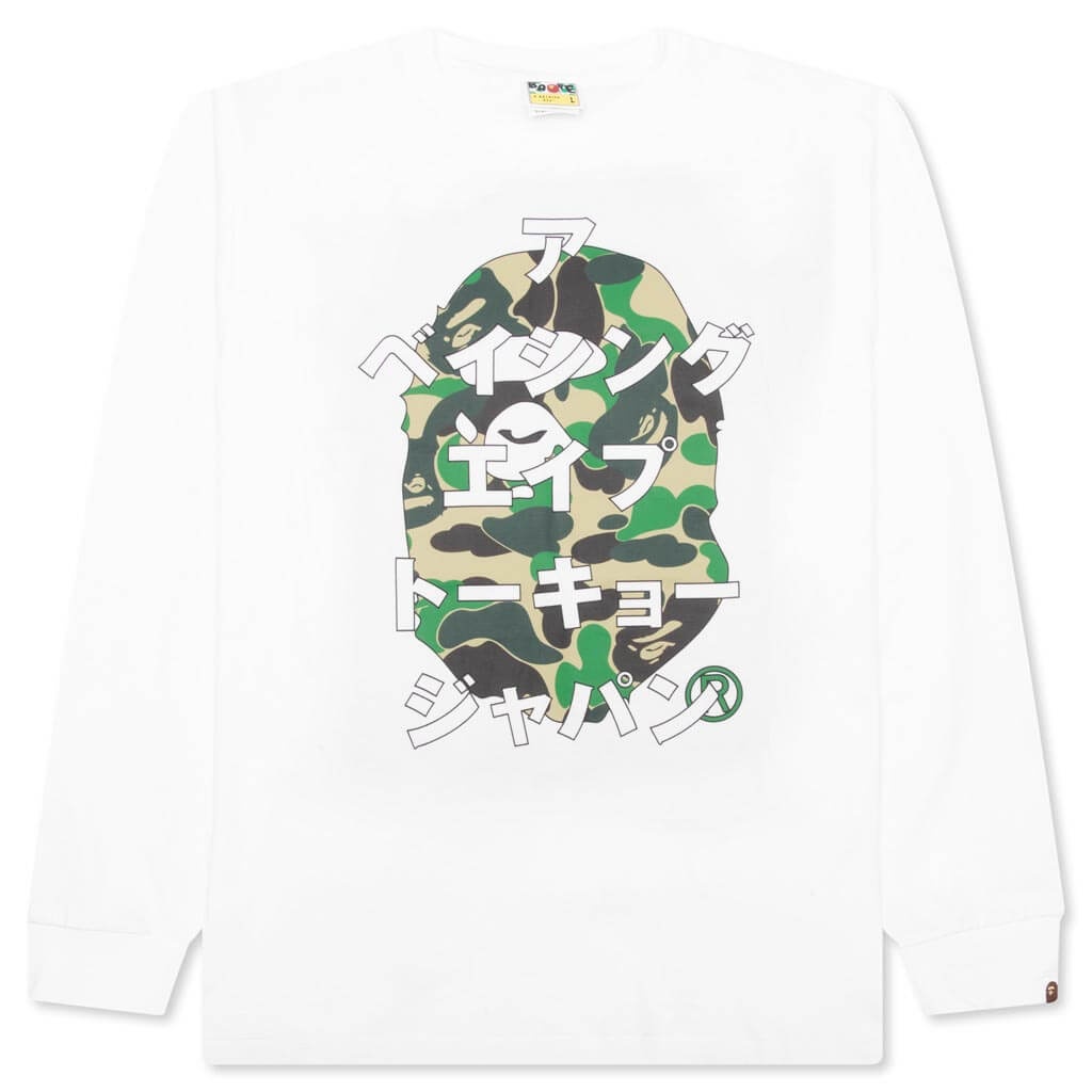 ABC CAMO JAPANESE LETTERS L/S TEE - WHITE/GREEN - 1