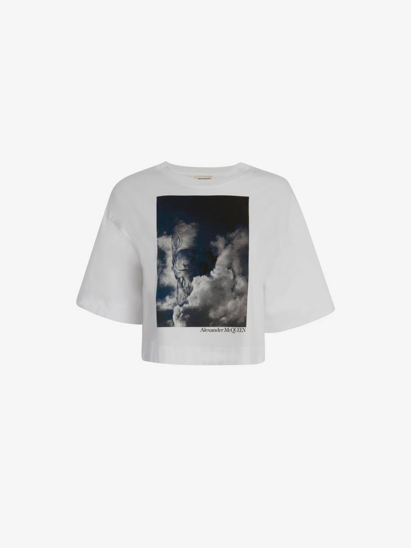 Storm Skull Cropped T-shirt in White - 1