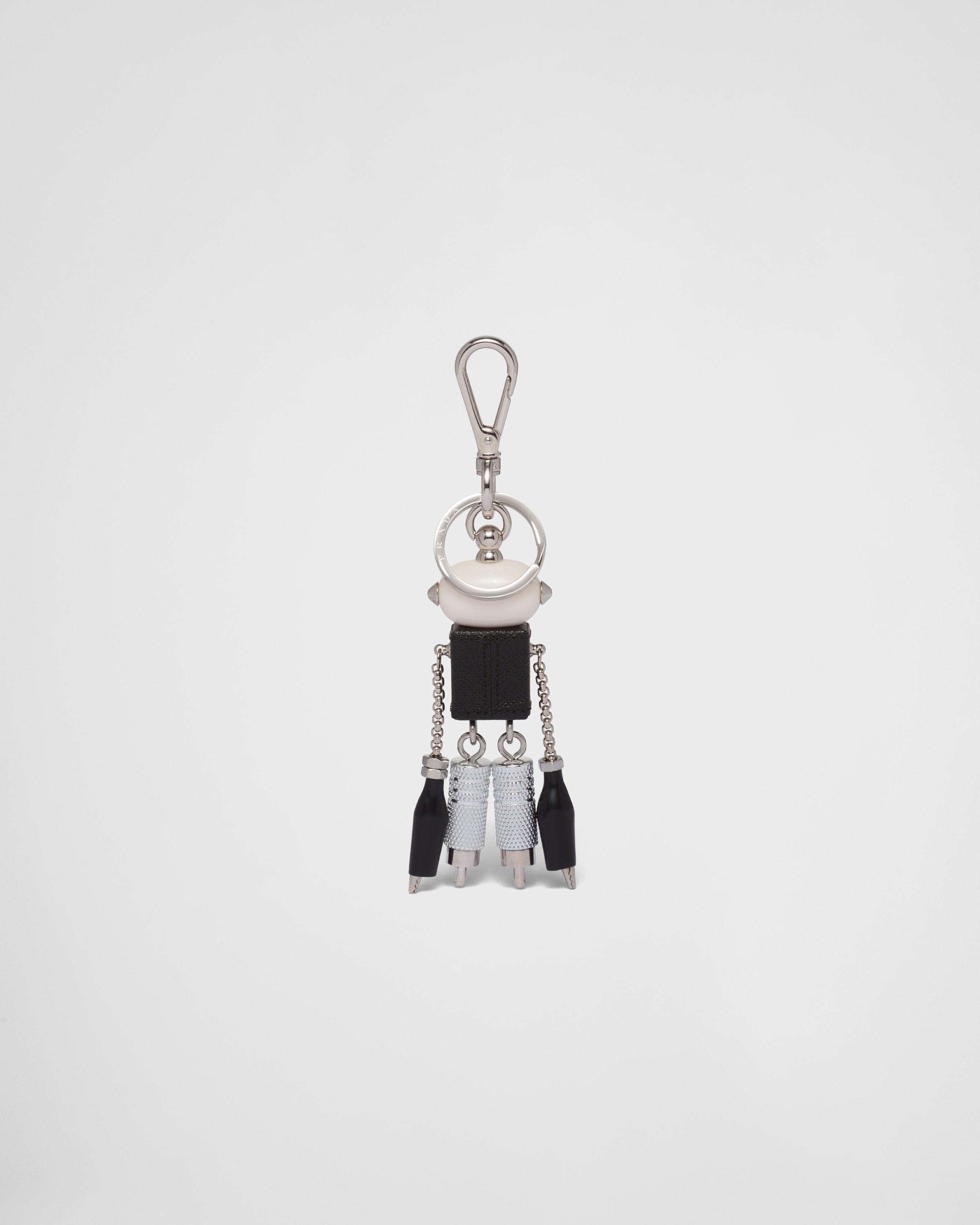 Prada Saffiano leather robot keychain trick REVERSIBLE