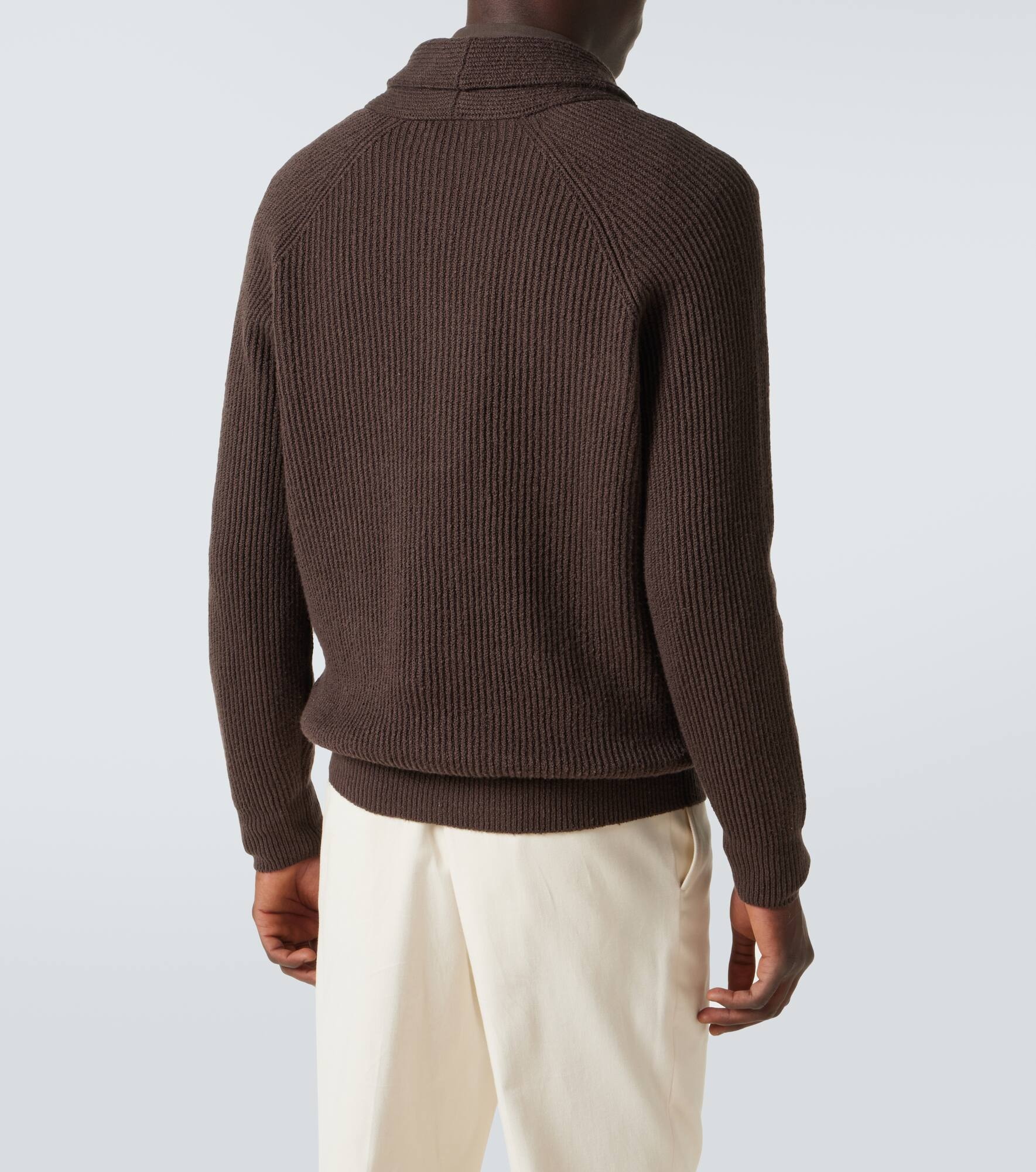 Cotton ribbed-knit cardigan - 4