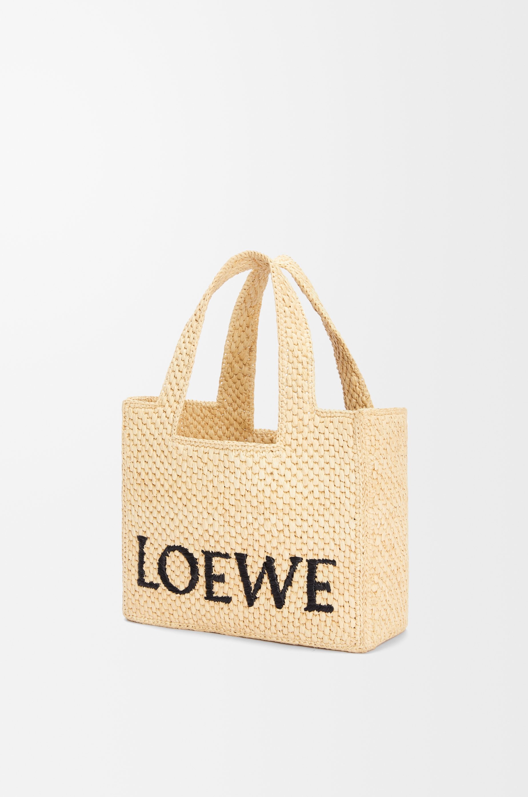 Small LOEWE Font tote in raffia - 4
