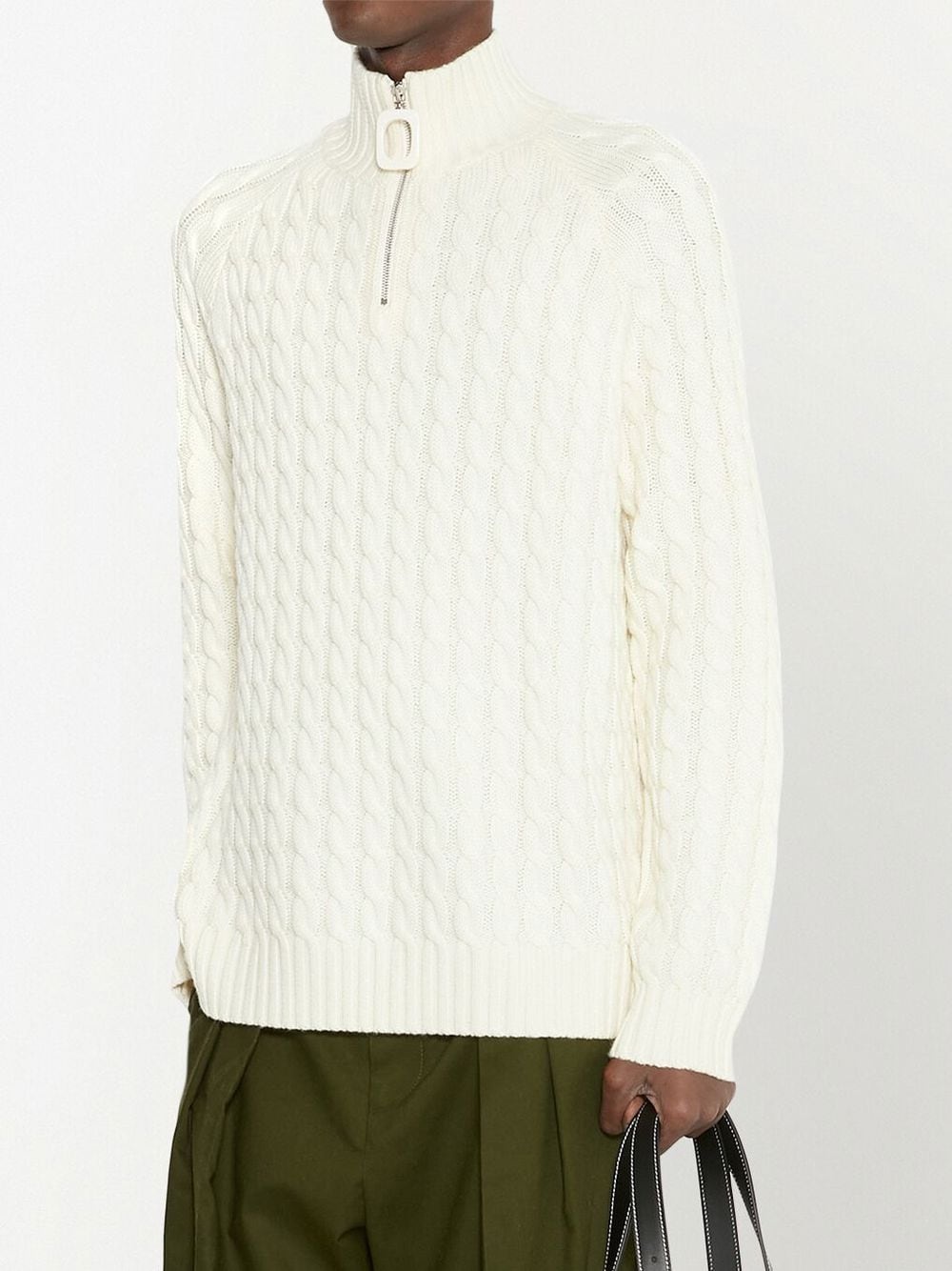 cable-knit Henley jumper - 6