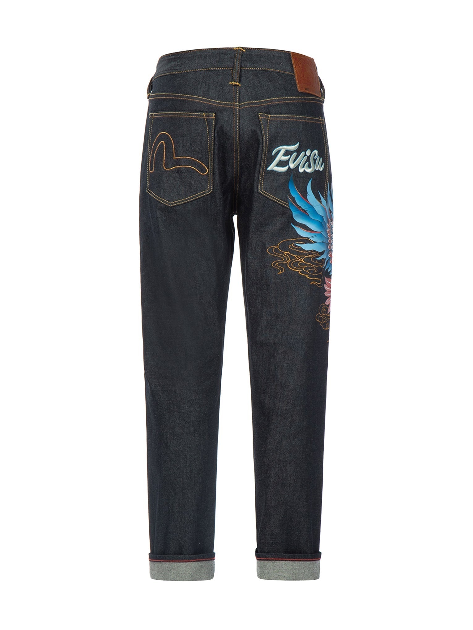 Seagull and Eagle Embroidery Cropped Carrot Fit Jeans #2017 - 12