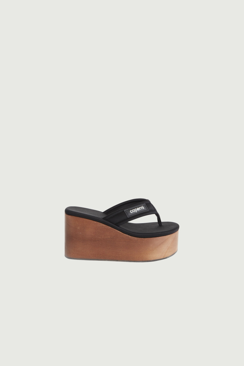 Wooden Branded Wedge Sandal 1