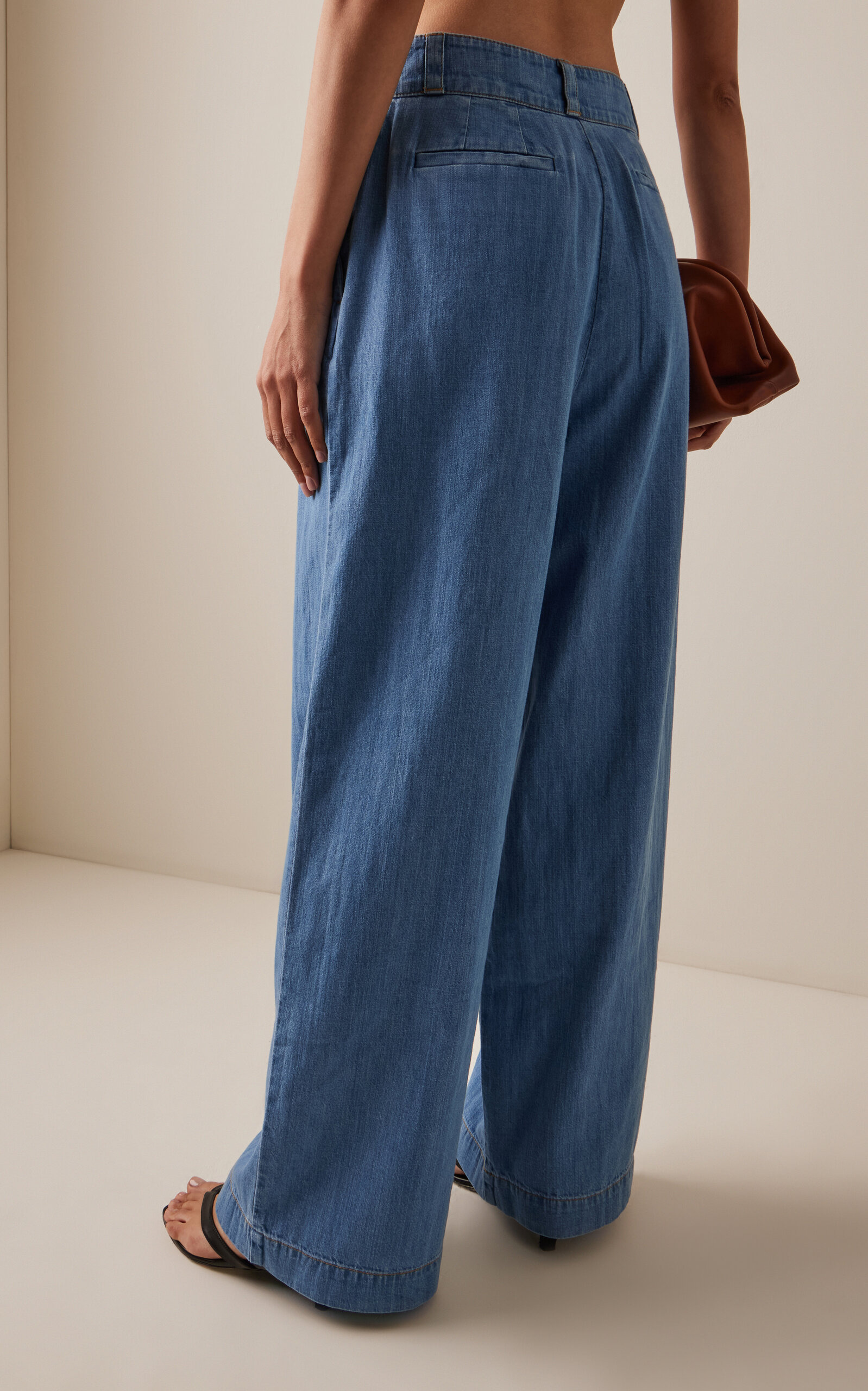 Newport Pleated Denim Trousers medium wash - 4