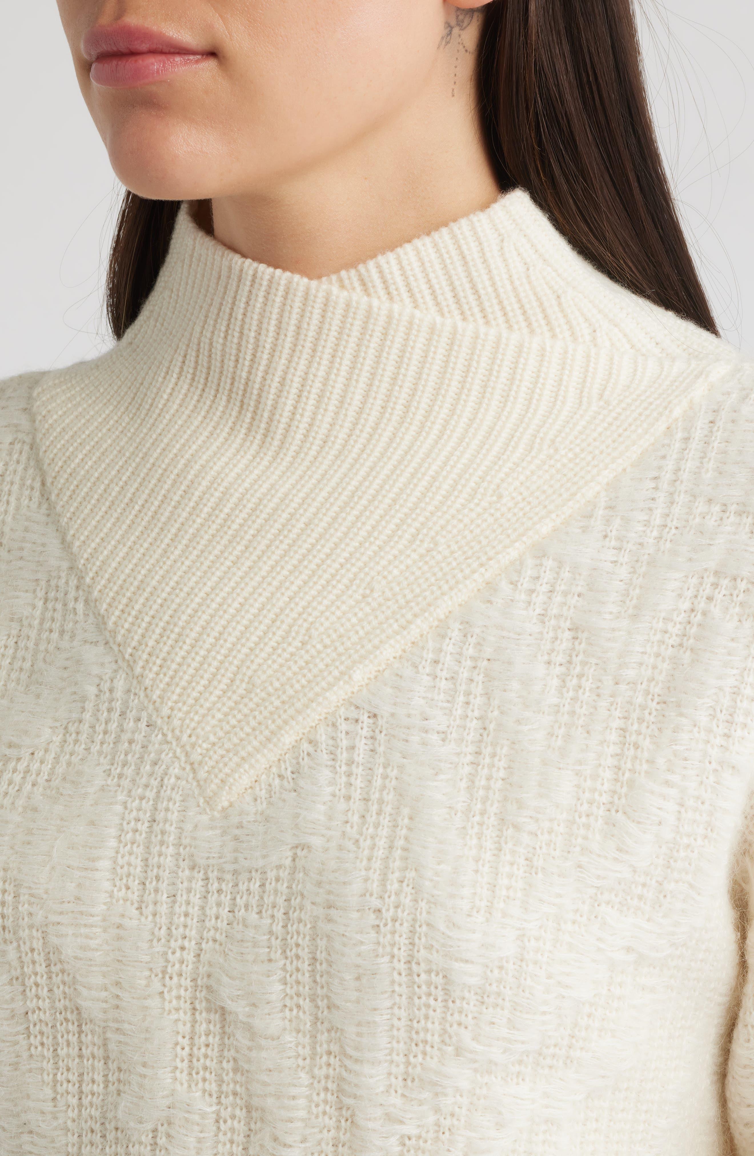 BOSS Fisura Virgin Wool & Mohair Blend Sweater in Soft Cream at Nordstrom - 4