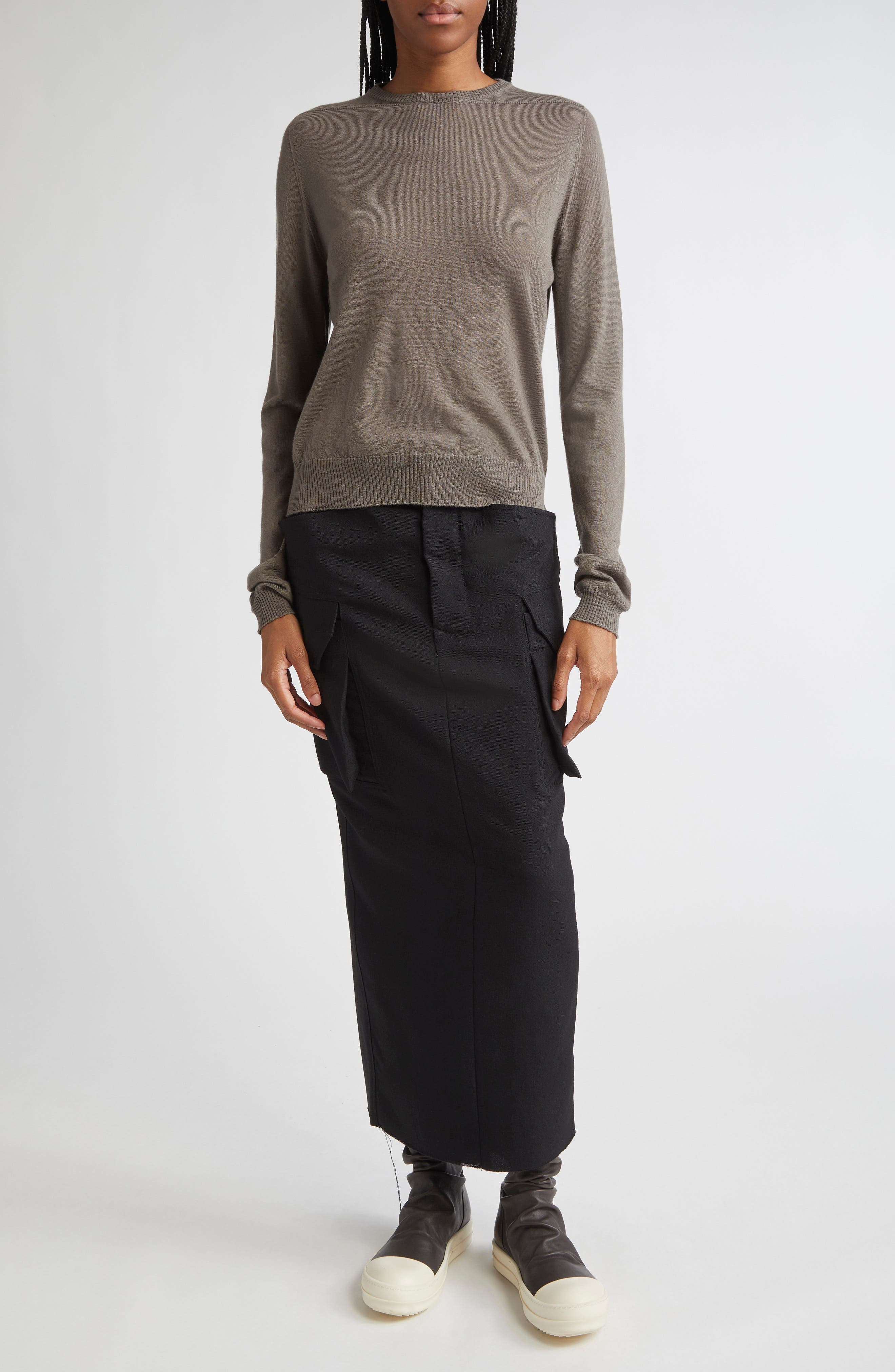 Rick Owens Firbanks Virgin Wool Twill Cargo Skirt in Black at Nordstrom - 2