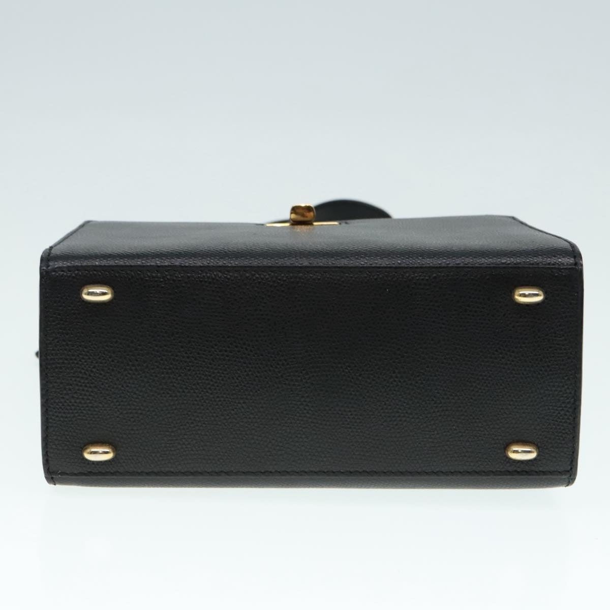 CELINE Hand Bag Leather Black Gold - 5