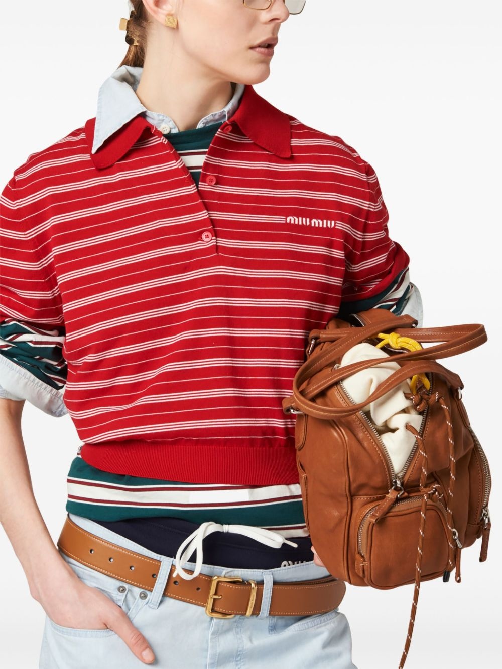 intarsia-knit logo polo shirt - 4