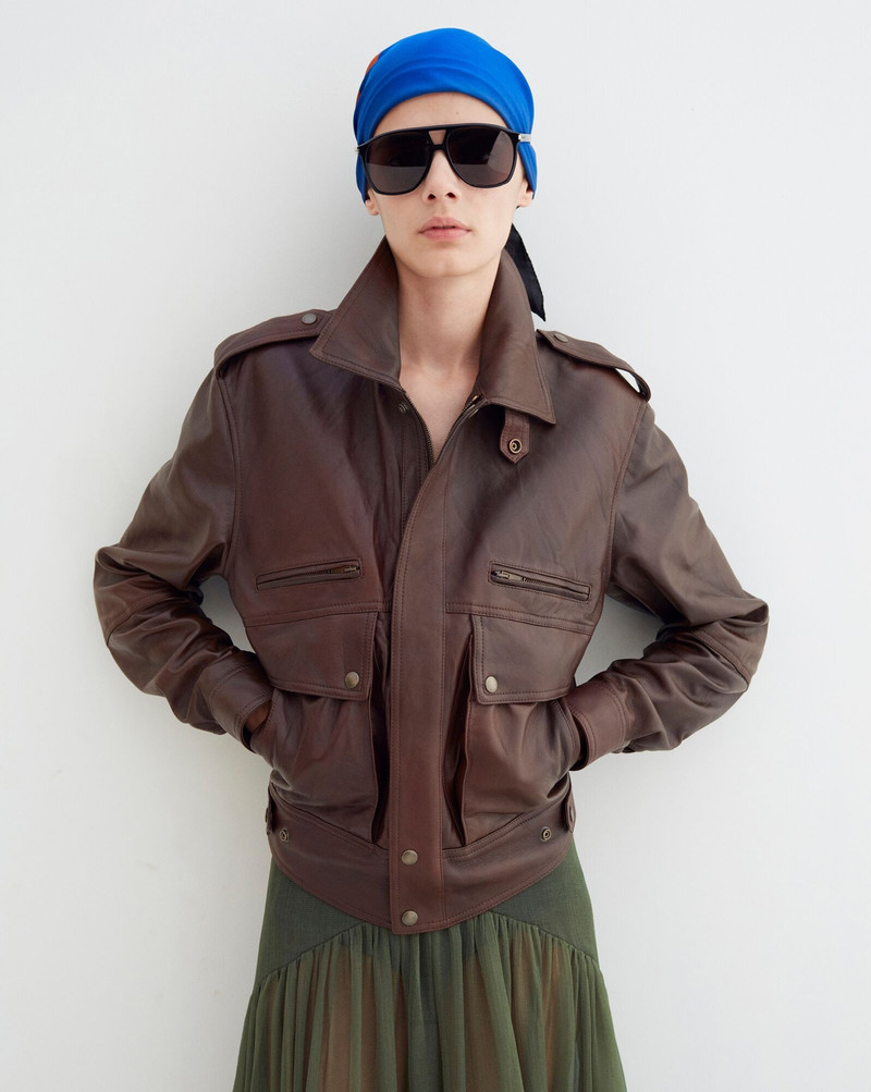 SAINT LAURENT oversized leather jacket outlook