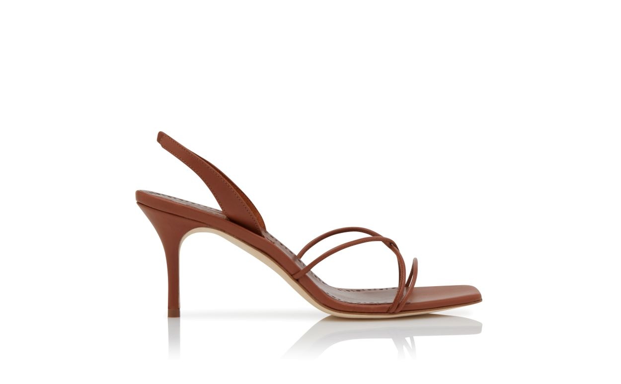 Brown Nappa Leather Slingback Sandals - 1