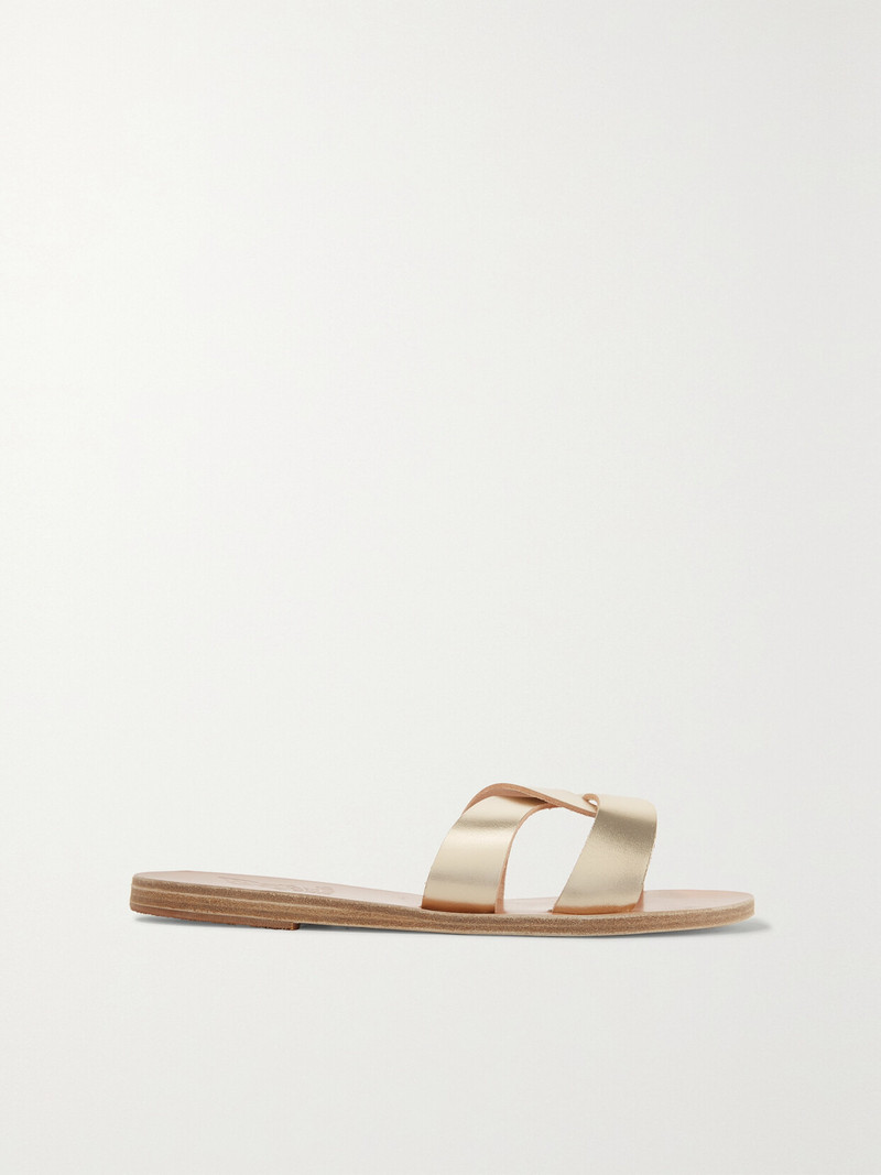 Desmos Cutout Metallic Leather Slides 1