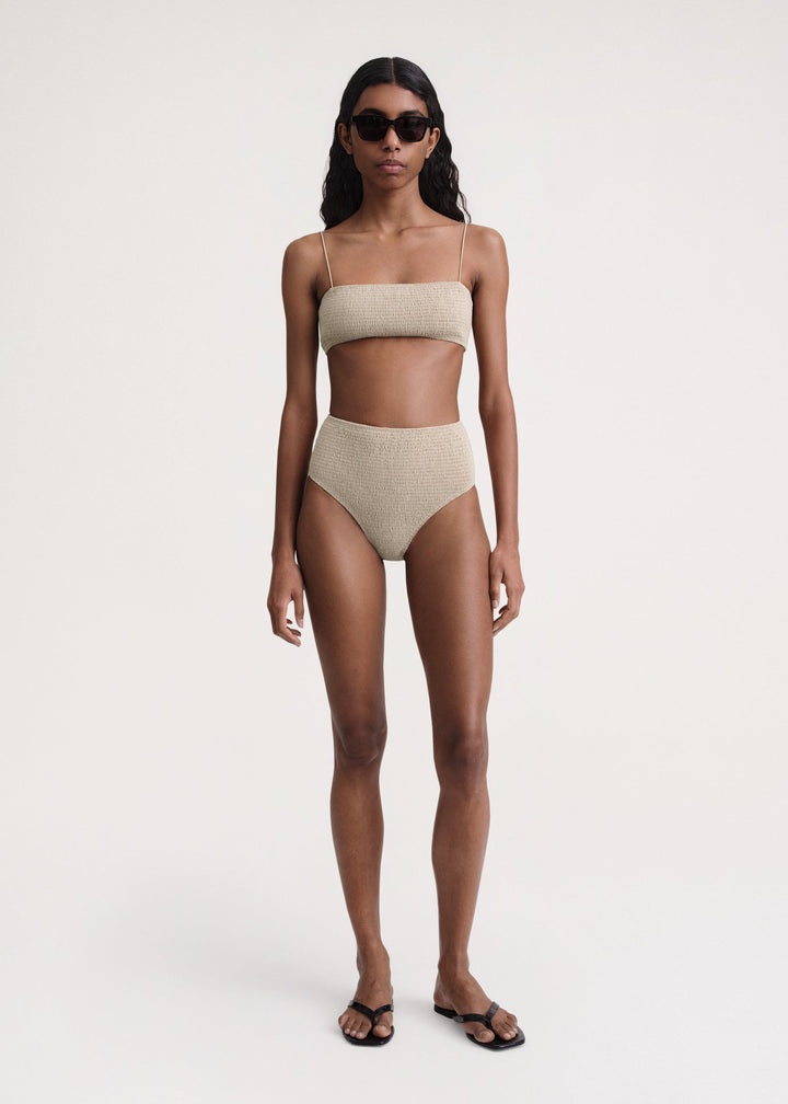 Smocked bikini bottoms overcast beige - 2