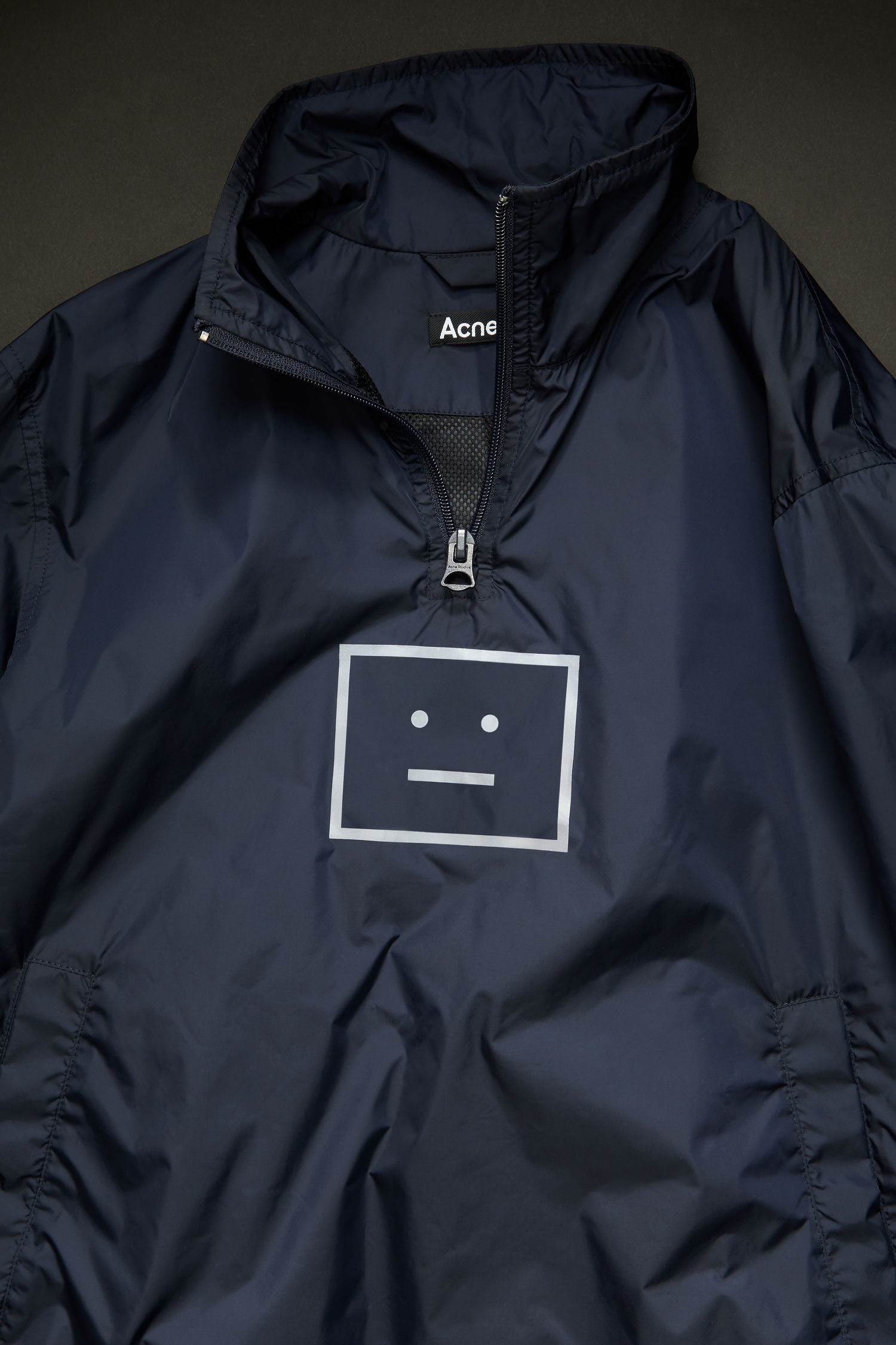 Face motif half-zip jacket navy - 4