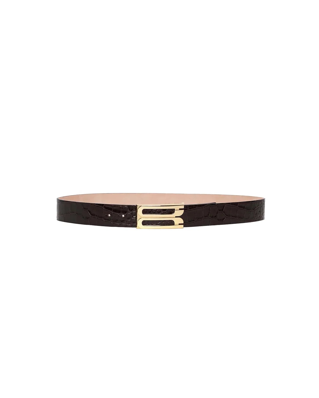 JUMBO FRAME BELT IN ESPRESSO CROC EMBOSSED CALF LEATHER - 1