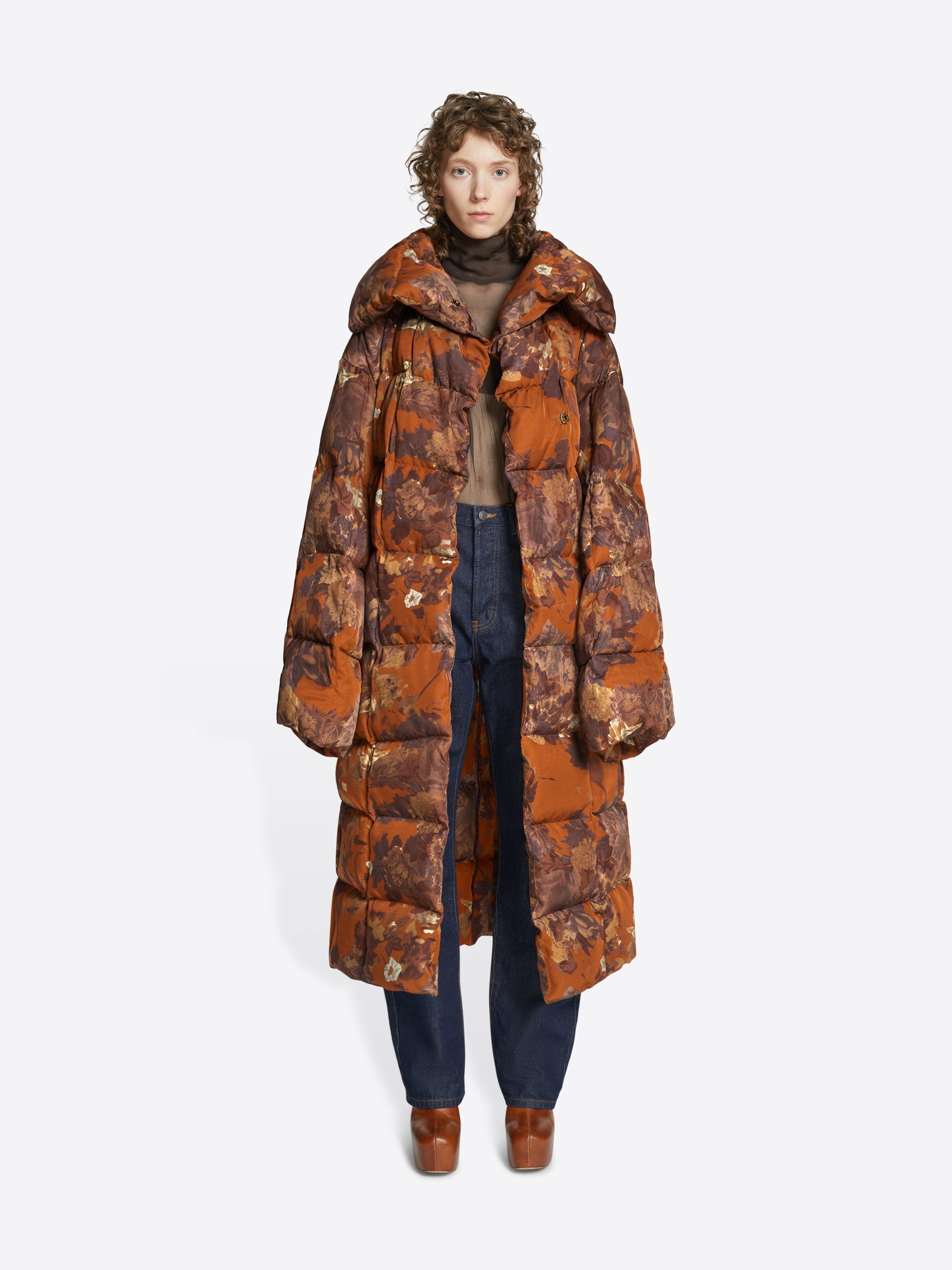 FLORAL PUFFER COAT - 2