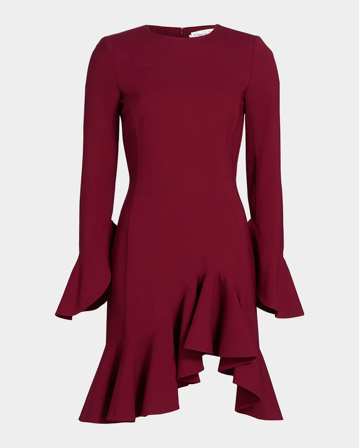 Asymmetric Ruffle Long-Sleeve Mini Dress - 1