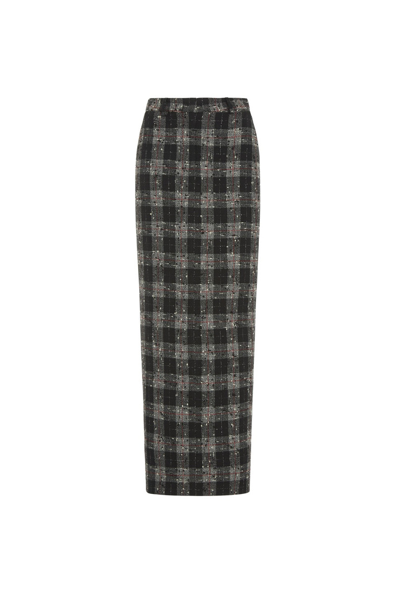CHECKED LUREX WOOL LONG SKIRT 1